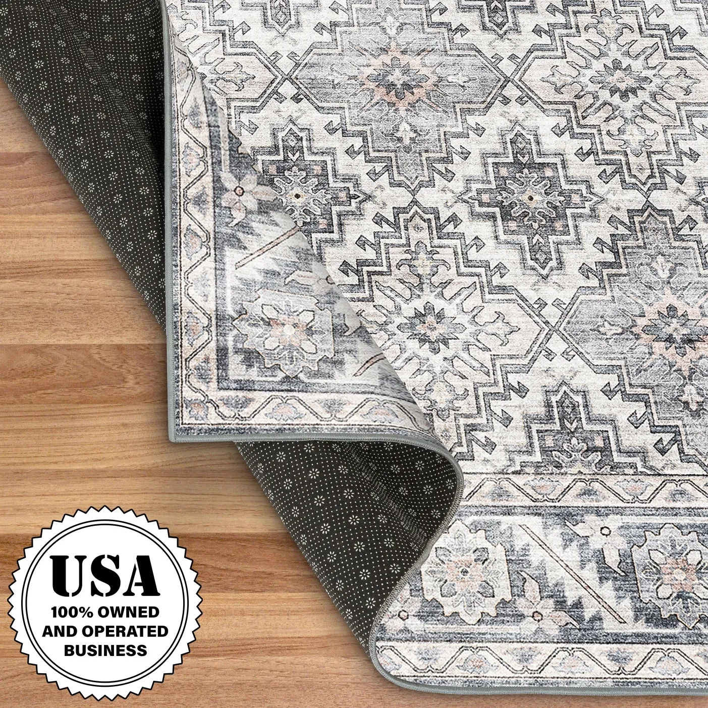 FH Home Machine Washable Area Rug - Stain Resistant Non-Shed Eco-Friendly