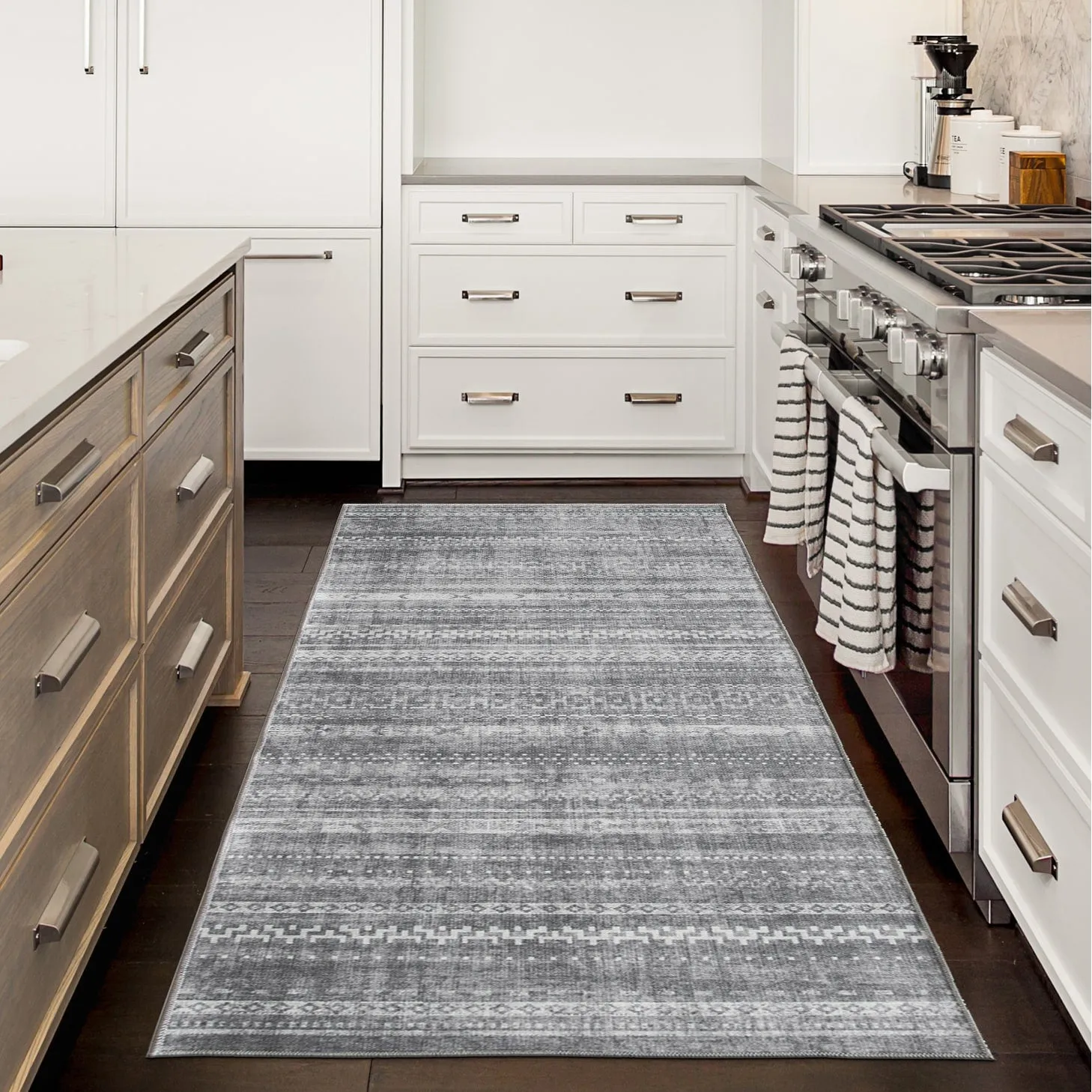 FH Home Machine Washable Area Rug - Stain Resistant Non-Shed Eco-Friendly