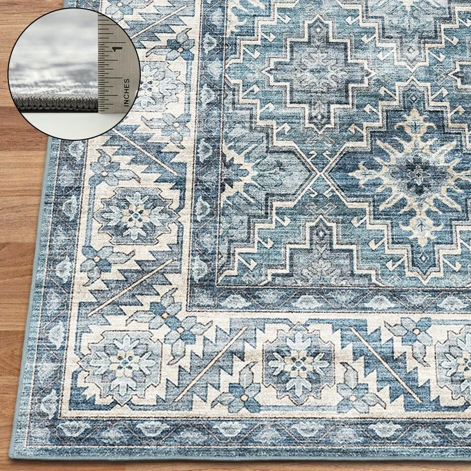 FH Home Machine Washable Area Rug - Stain Resistant Non-Shed Eco-Friendly