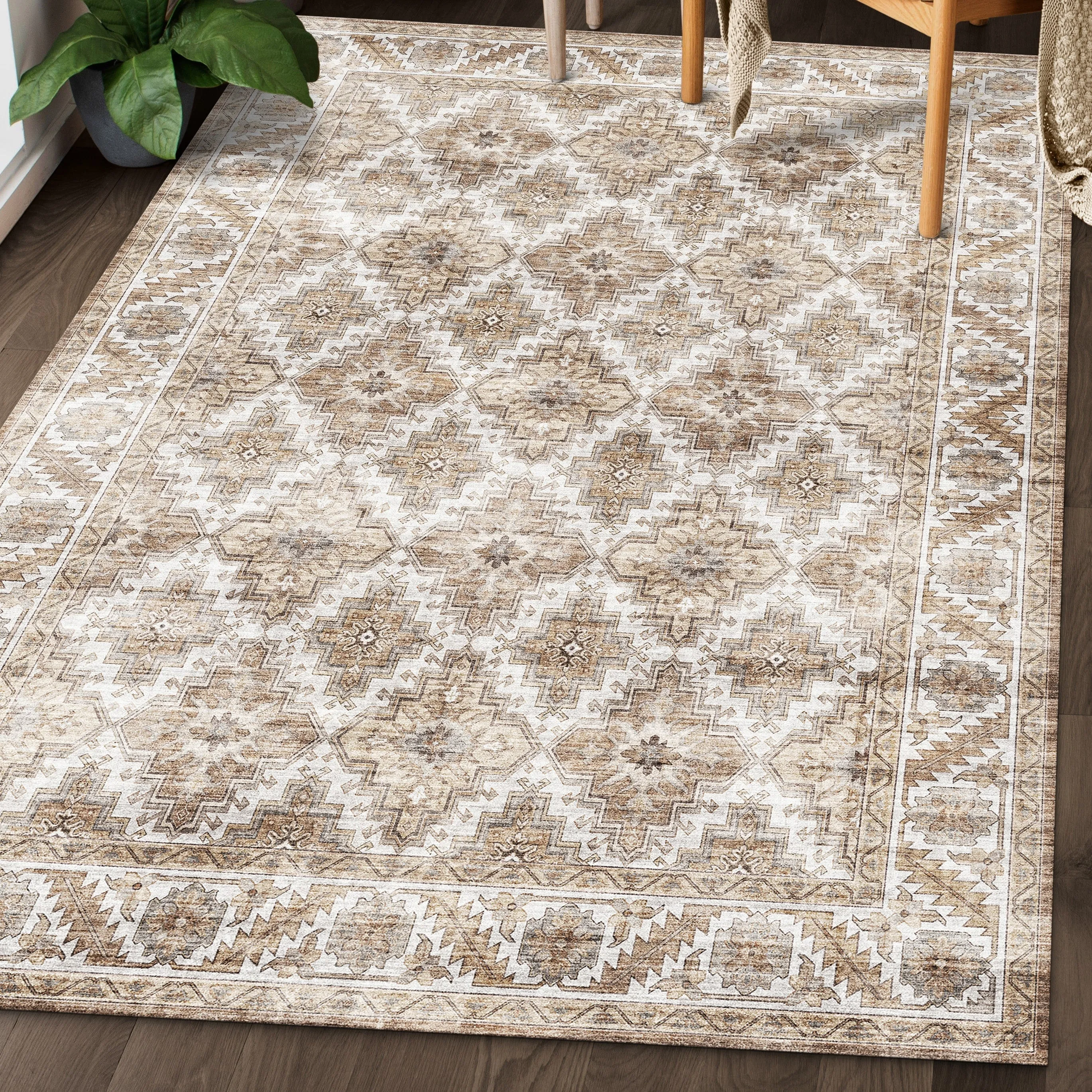 FH Home Machine Washable Area Rug - Stain Resistant Non-Shed Eco-Friendly