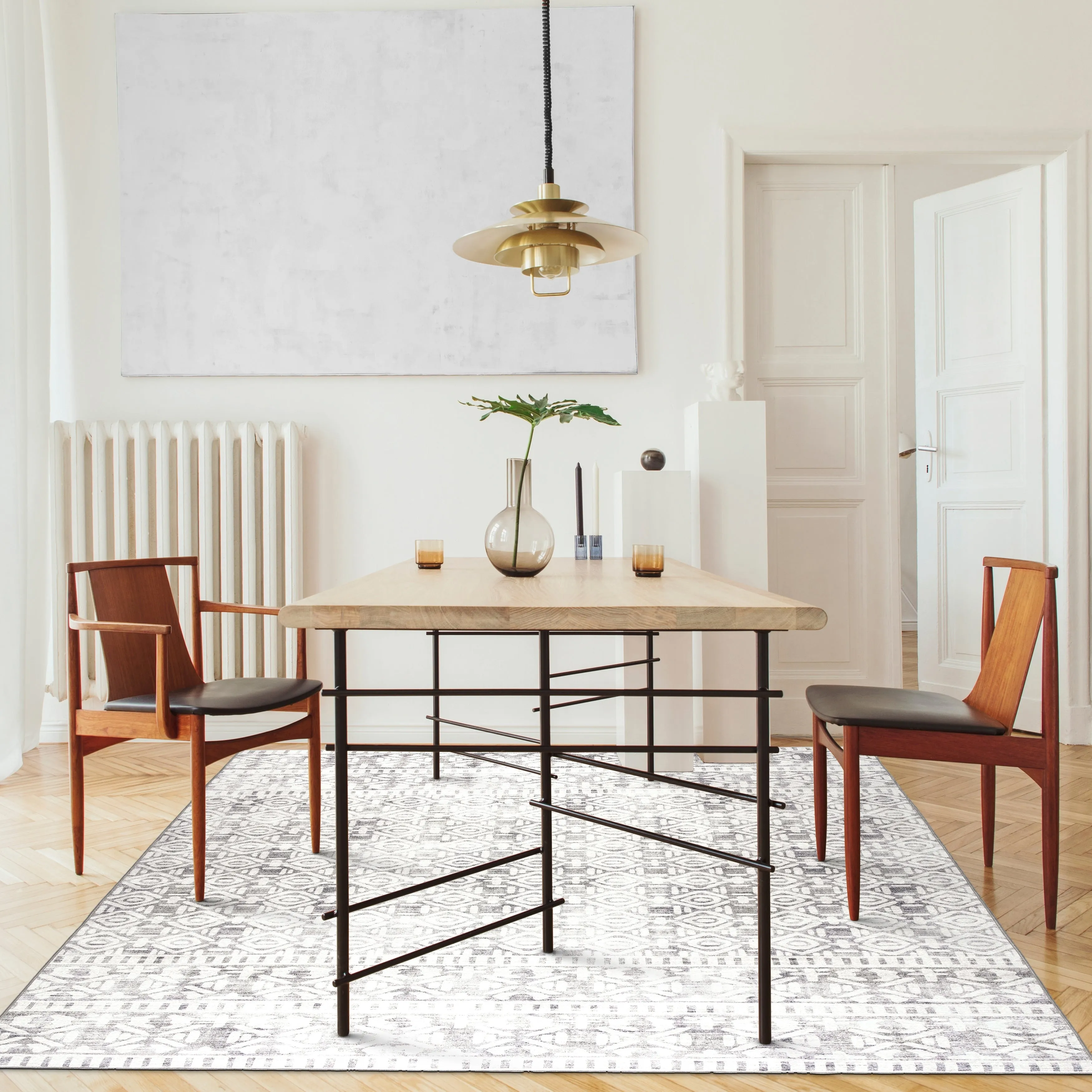 FH Home Machine Washable Area Rug - Stain Resistant Non-Shed Eco-Friendly