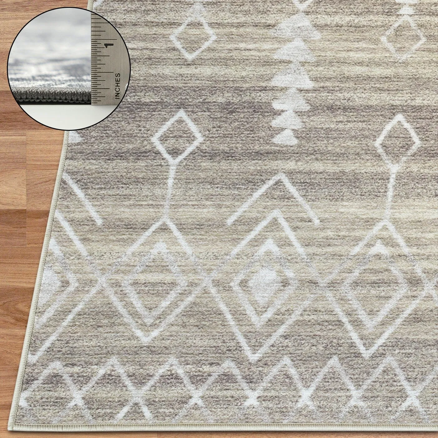 FH Home Machine Washable Area Rug - Stain Resistant Non-Shed Eco-Friendly