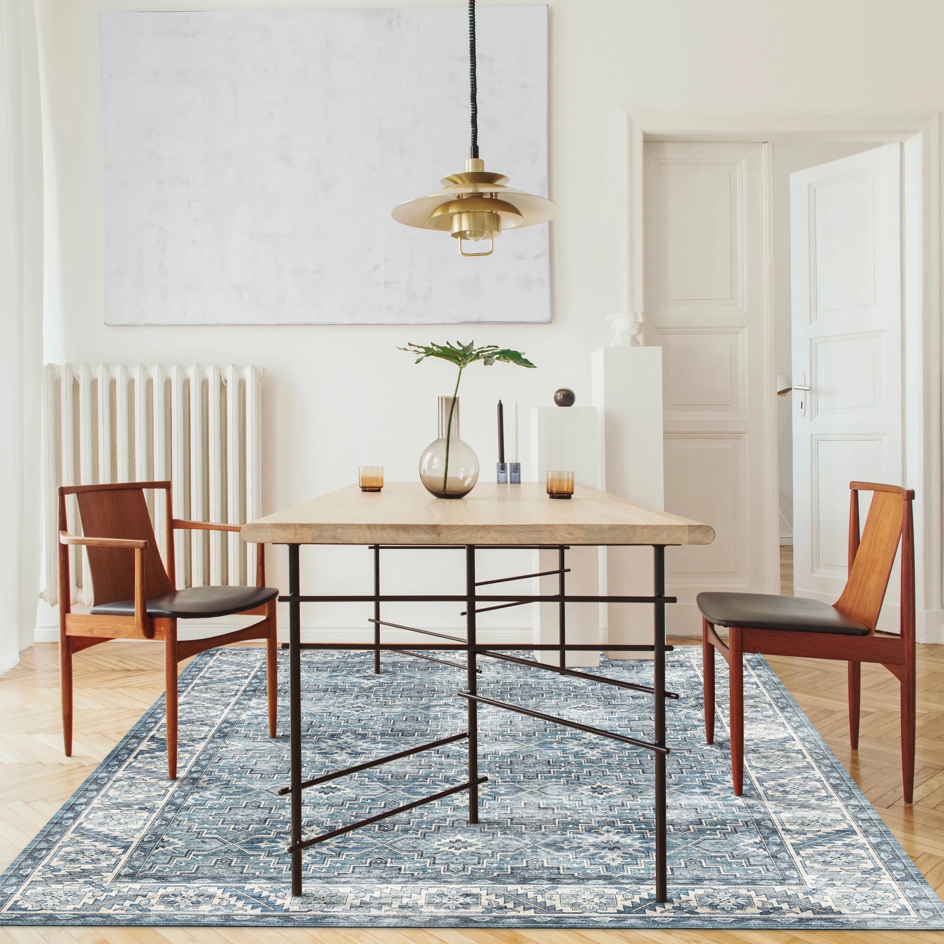 FH Home Machine Washable Area Rug - Stain Resistant Non-Shed Eco-Friendly