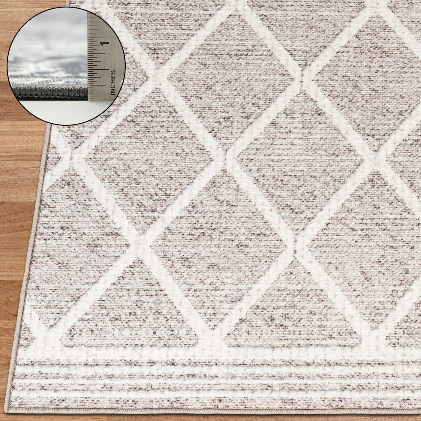 FH Home Machine Washable Area Rug - Stain Resistant Non-Shed Eco-Friendly