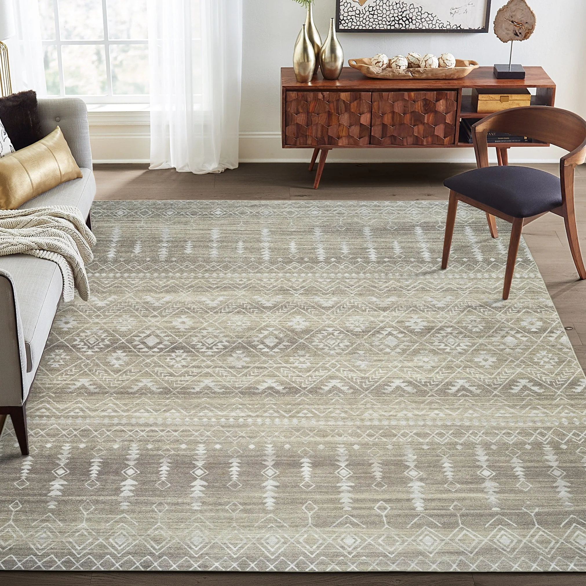FH Home Machine Washable Area Rug - Stain Resistant Non-Shed Eco-Friendly
