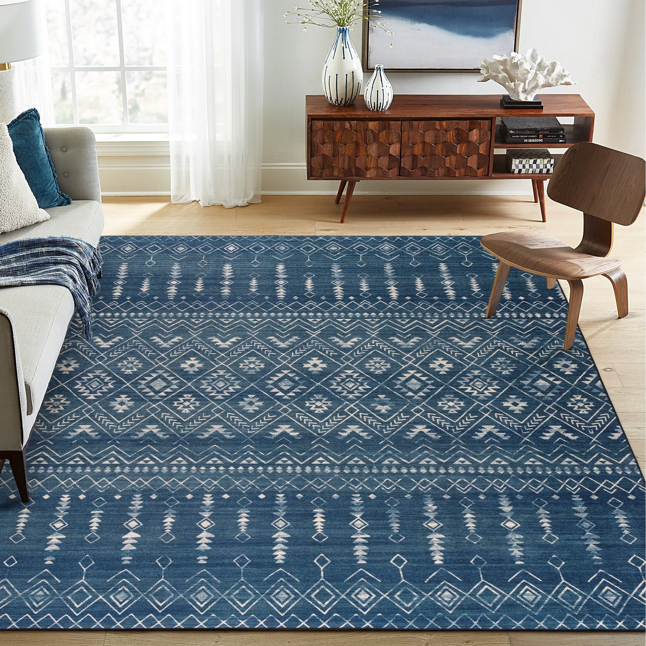 FH Home Machine Washable Area Rug - Stain Resistant Non-Shed Eco-Friendly