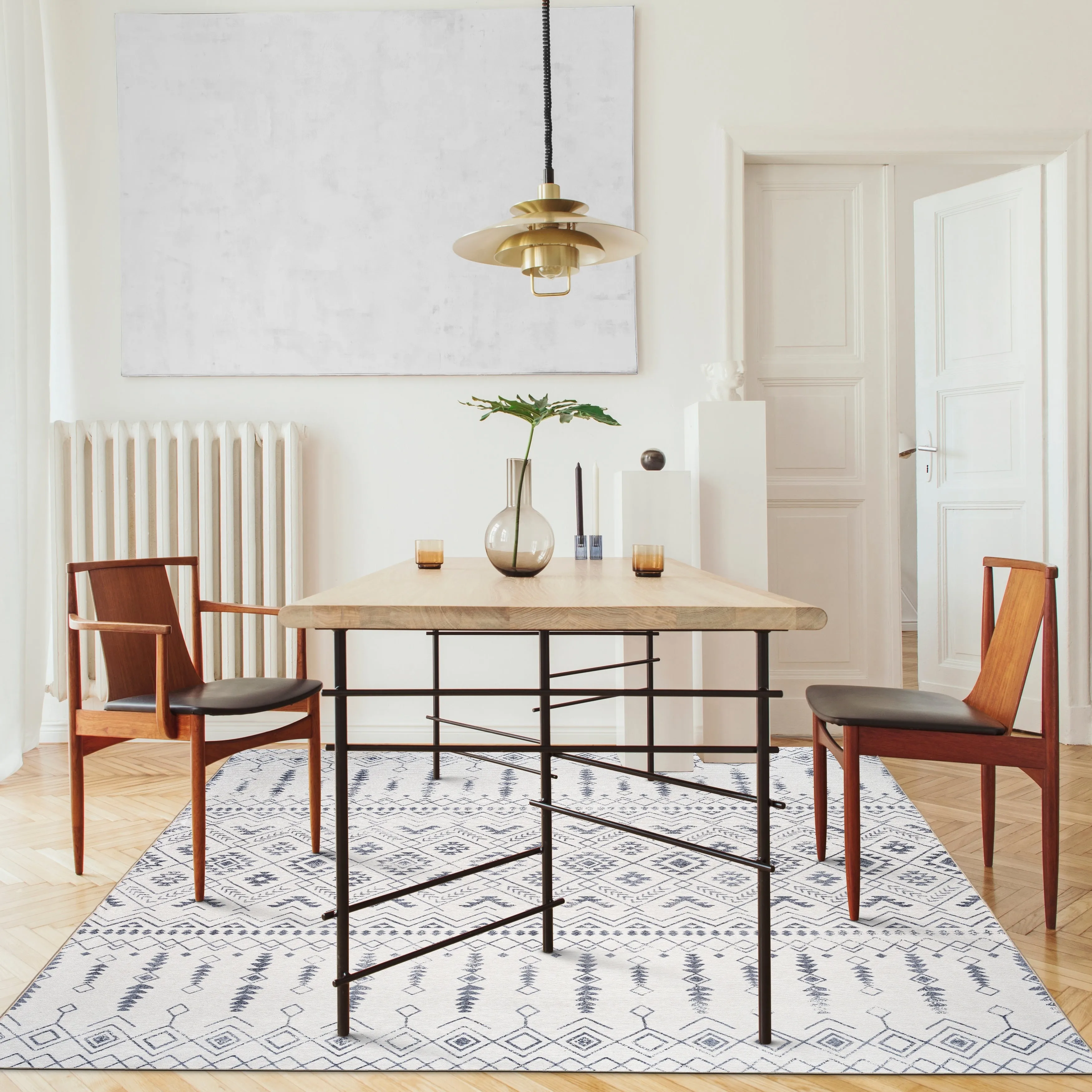 FH Home Machine Washable Area Rug - Stain Resistant Non-Shed Eco-Friendly