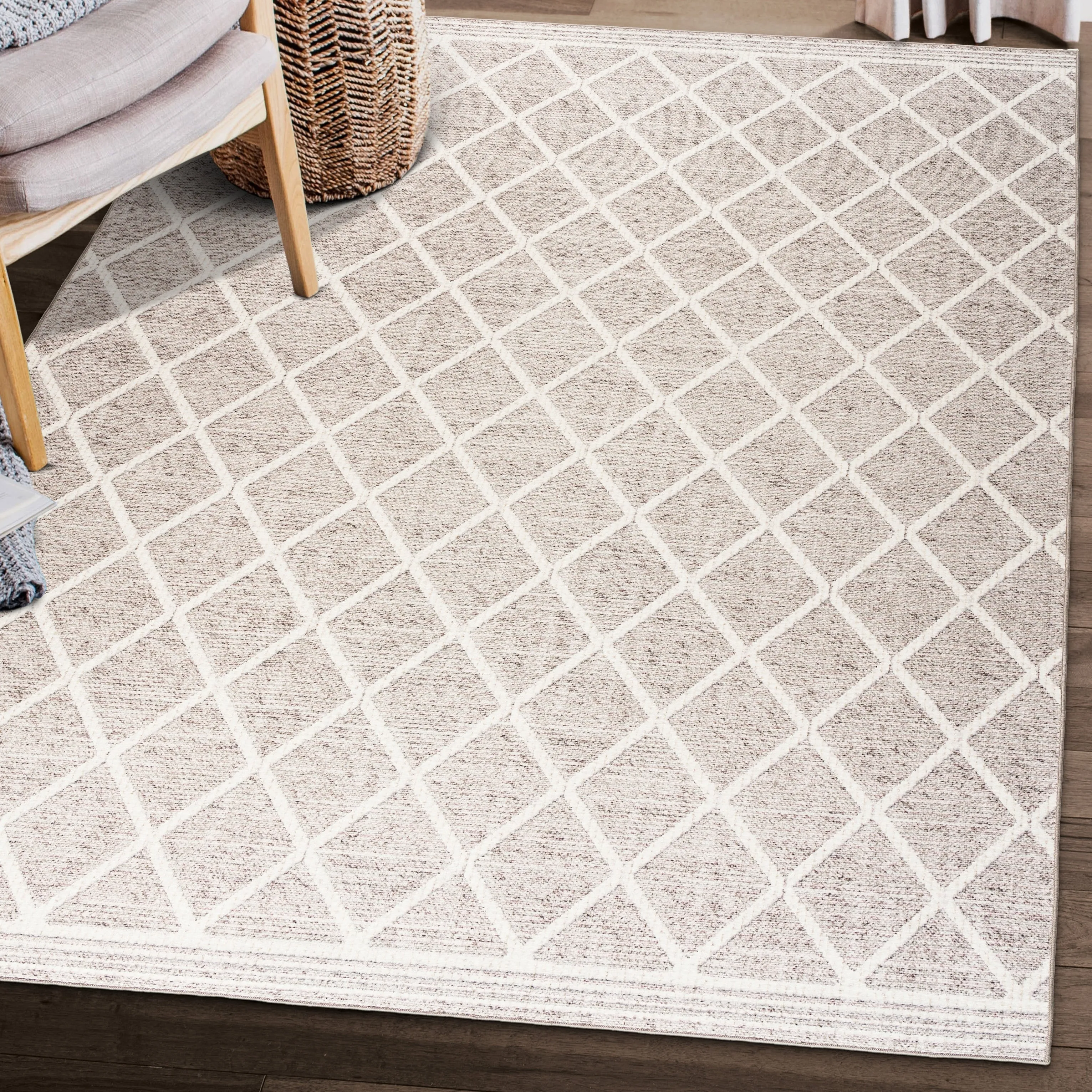 FH Home Machine Washable Area Rug - Stain Resistant Non-Shed Eco-Friendly
