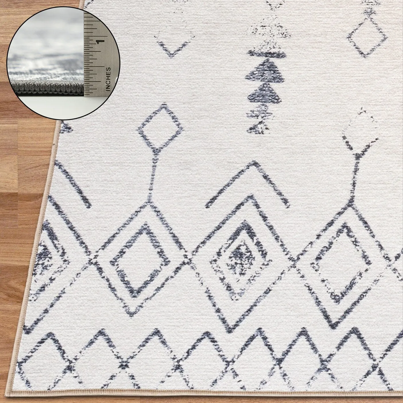 FH Home Machine Washable Area Rug - Stain Resistant Non-Shed Eco-Friendly