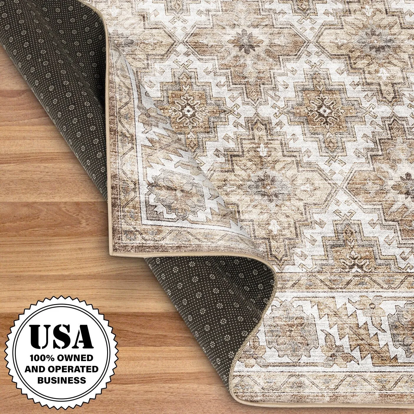 FH Home Machine Washable Area Rug - Stain Resistant Non-Shed Eco-Friendly