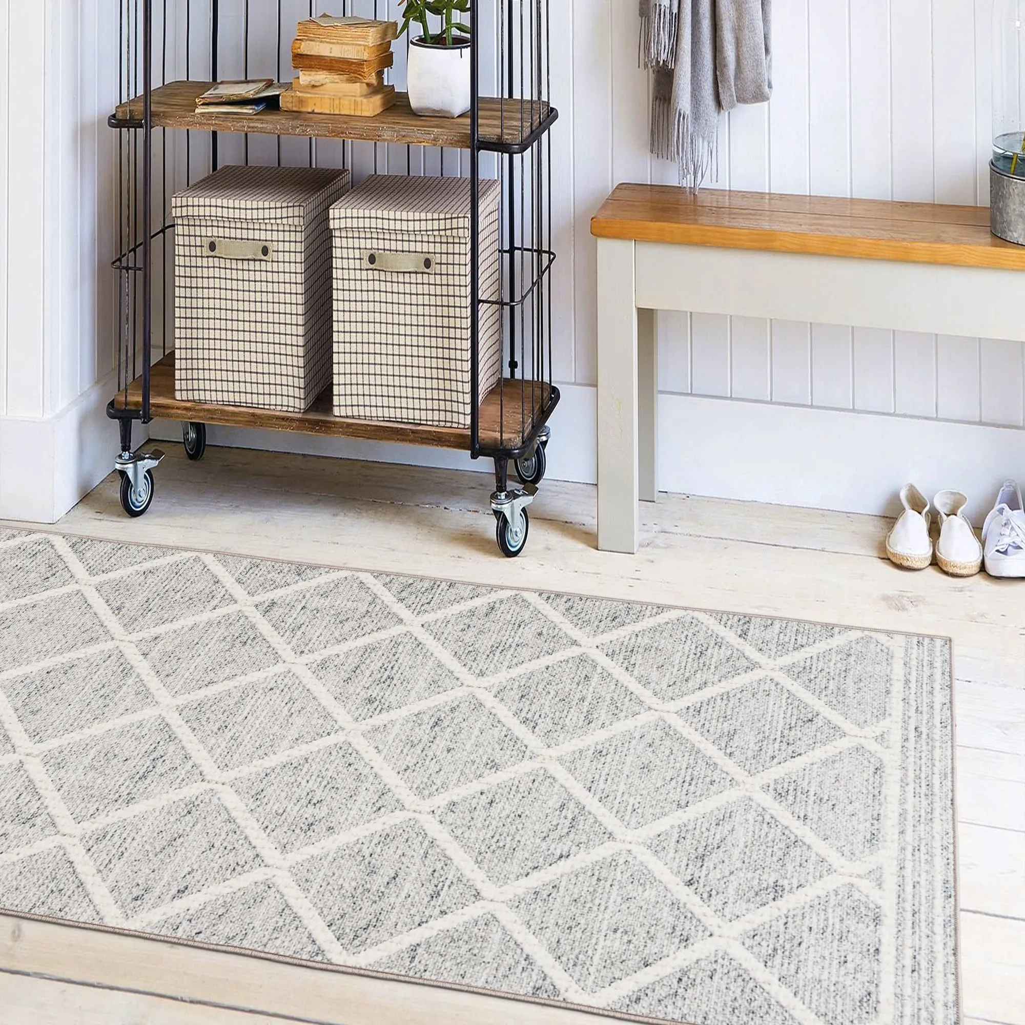 FH Home Machine Washable Area Rug - Stain Resistant Non-Shed Eco-Friendly
