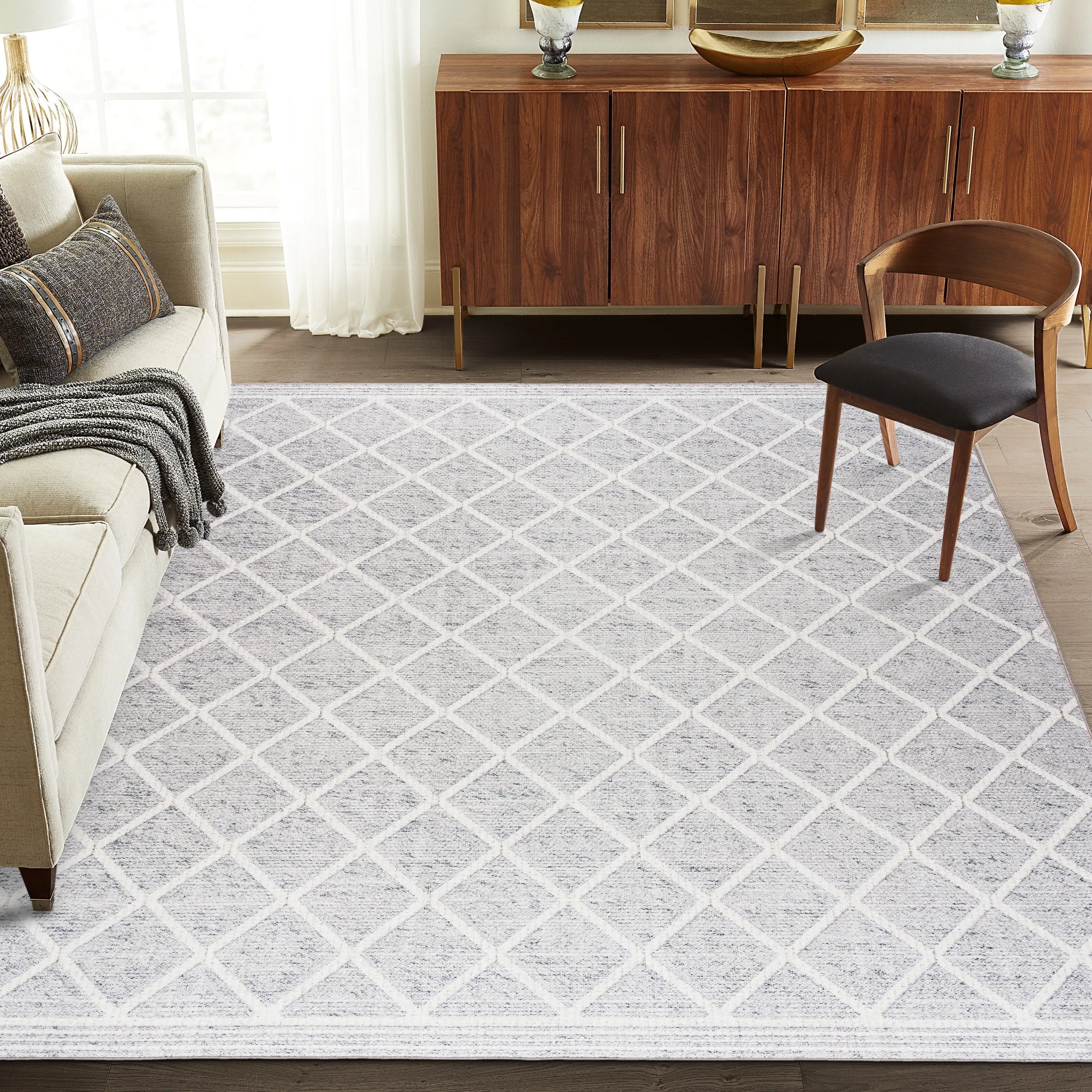 FH Home Machine Washable Area Rug - Stain Resistant Non-Shed Eco-Friendly