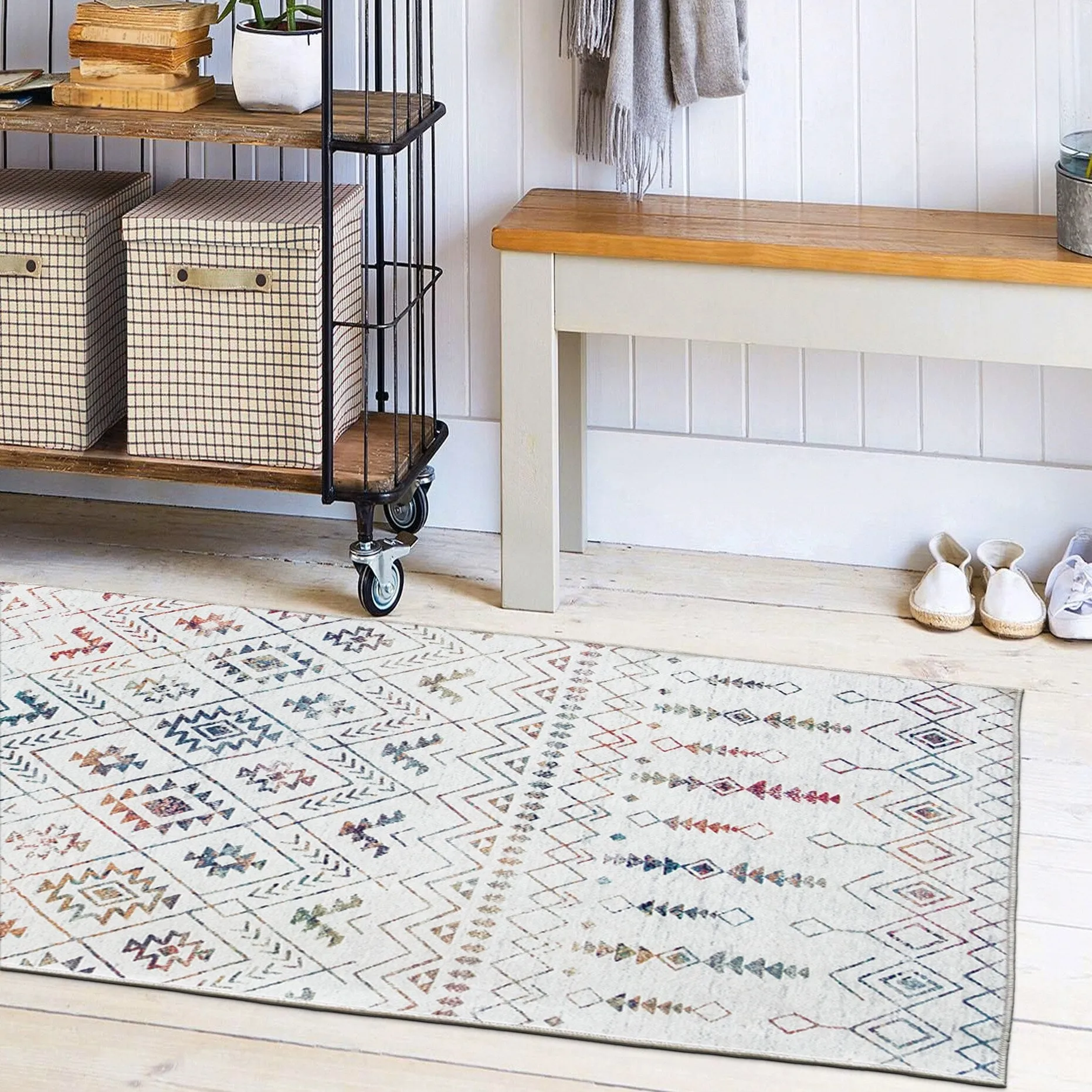 FH Home Machine Washable Area Rug - Stain Resistant Non-Shed Eco-Friendly