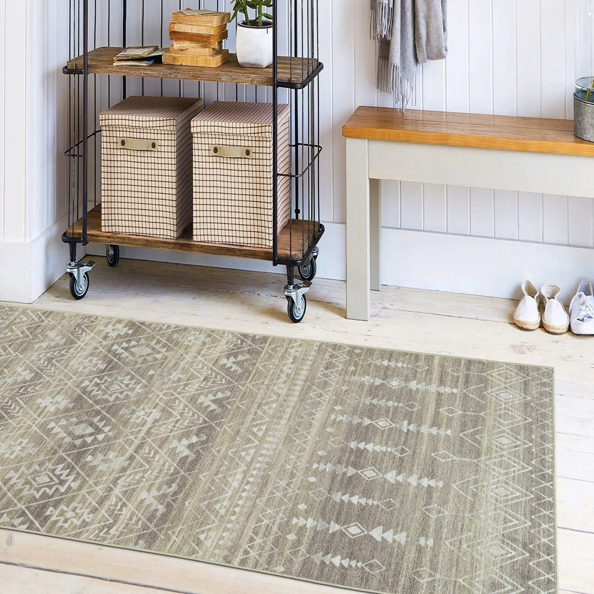 FH Home Machine Washable Area Rug - Stain Resistant Non-Shed Eco-Friendly