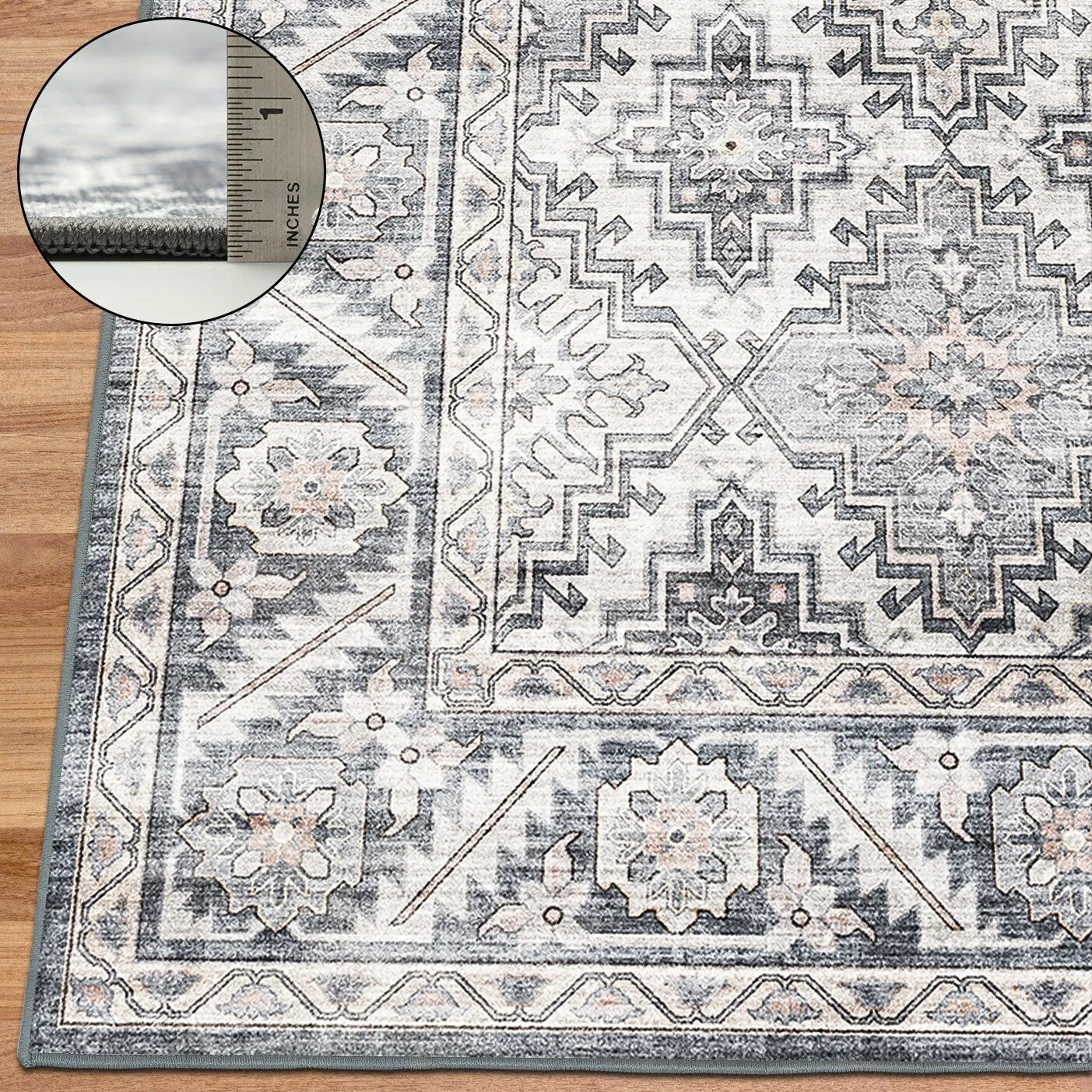 FH Home Machine Washable Area Rug - Stain Resistant Non-Shed Eco-Friendly