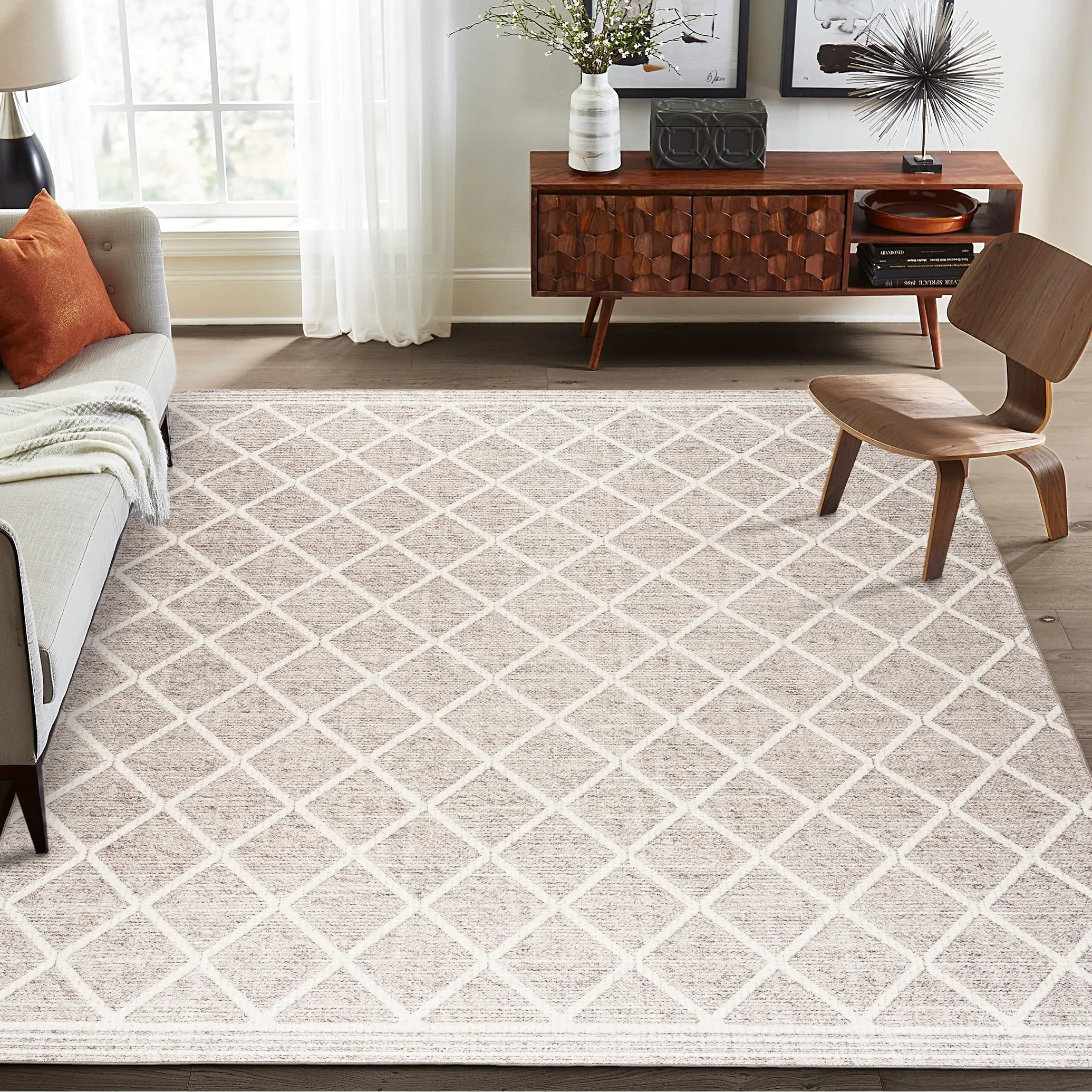 FH Home Machine Washable Area Rug - Stain Resistant Non-Shed Eco-Friendly