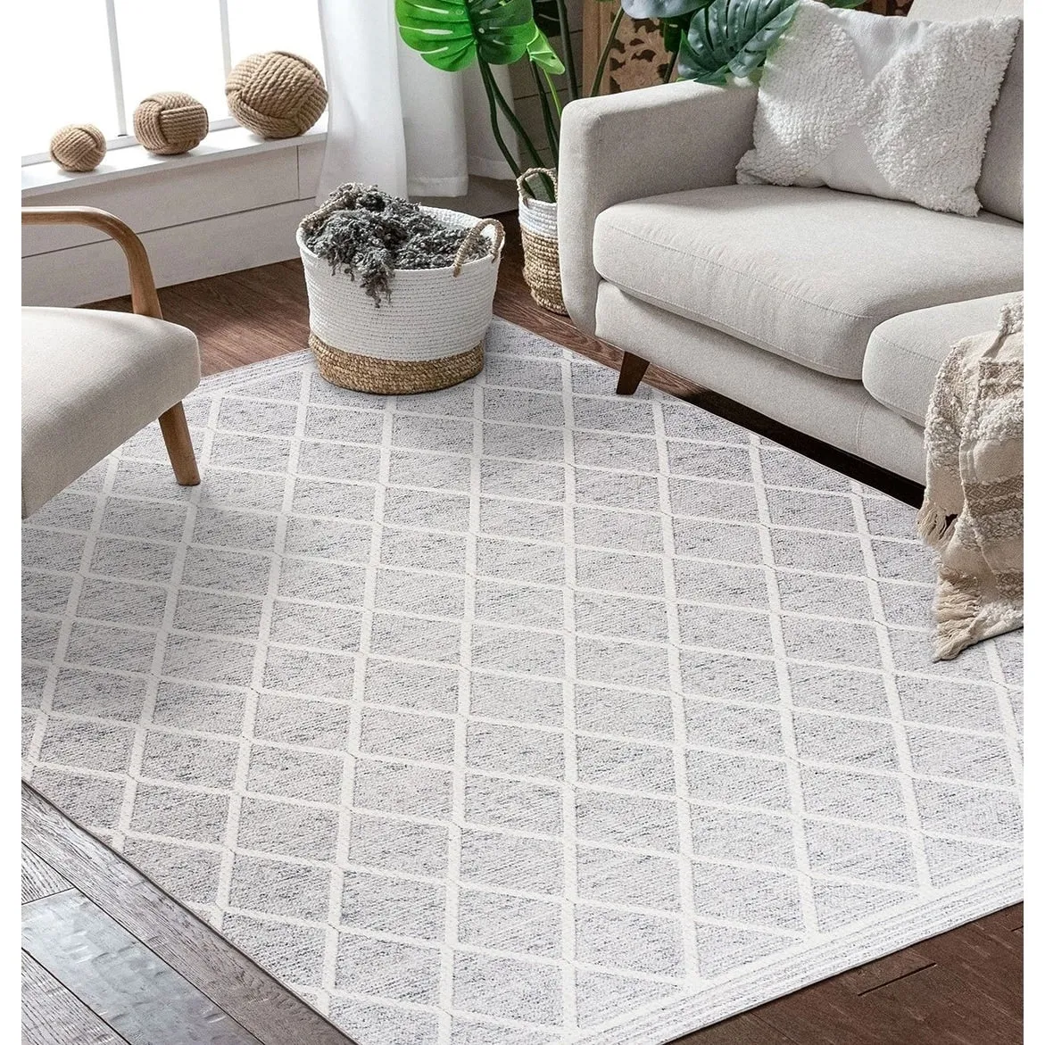 FH Home Machine Washable Area Rug - Stain Resistant Non-Shed Eco-Friendly