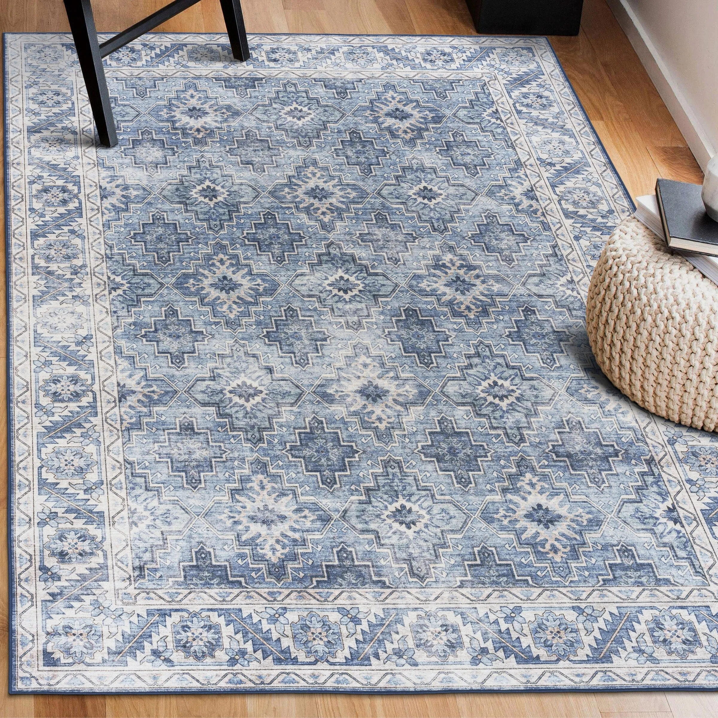 FH Home Machine Washable Area Rug - Stain Resistant Non-Shed Eco-Friendly