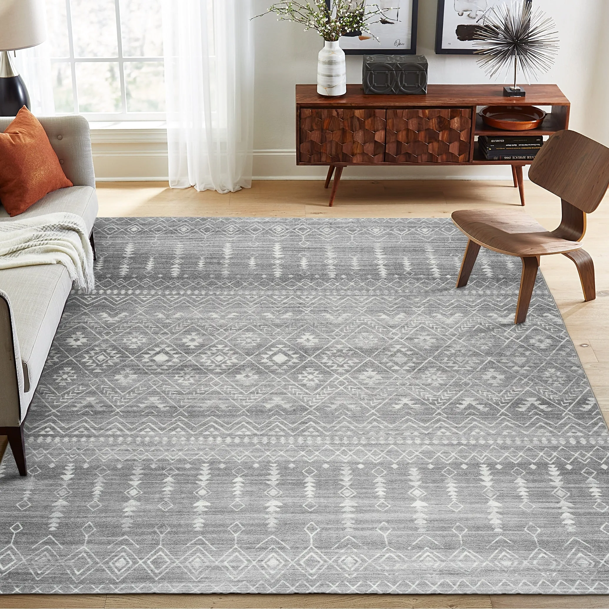 FH Home Machine Washable Area Rug - Stain Resistant Non-Shed Eco-Friendly