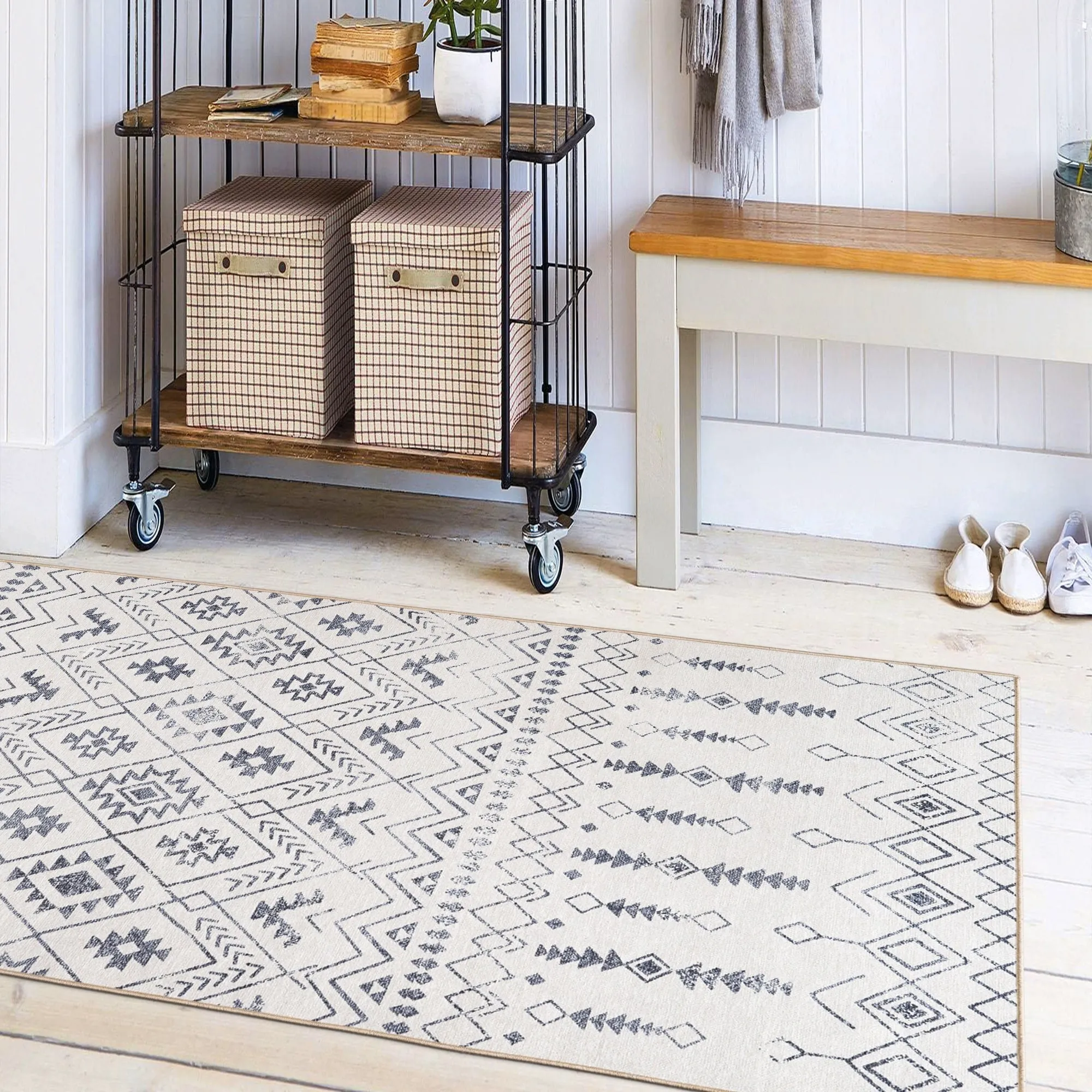 FH Home Machine Washable Area Rug - Stain Resistant Non-Shed Eco-Friendly