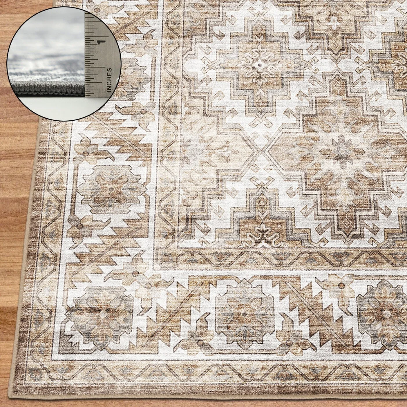 FH Home Machine Washable Area Rug - Stain Resistant Non-Shed Eco-Friendly