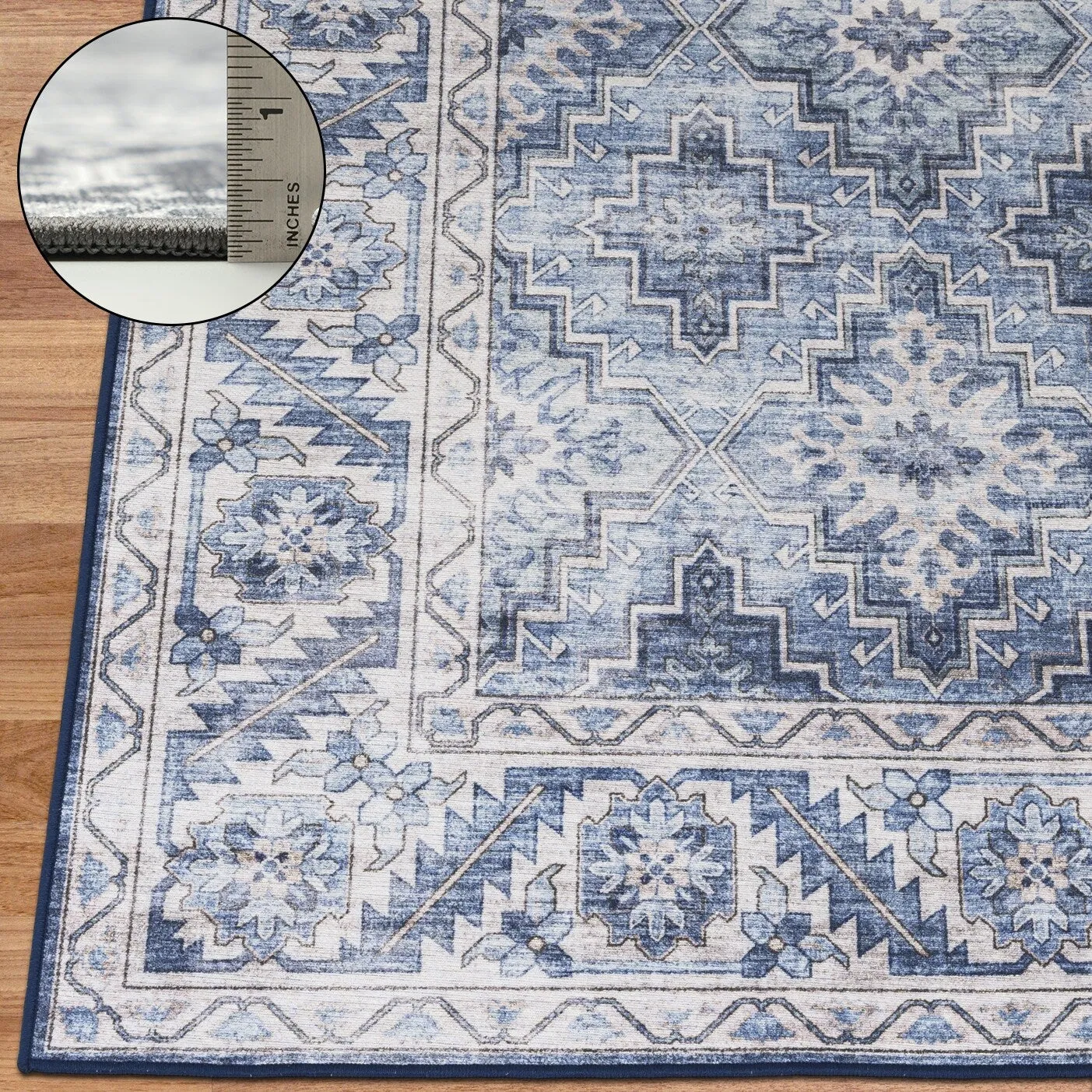 FH Home Machine Washable Area Rug - Stain Resistant Non-Shed Eco-Friendly
