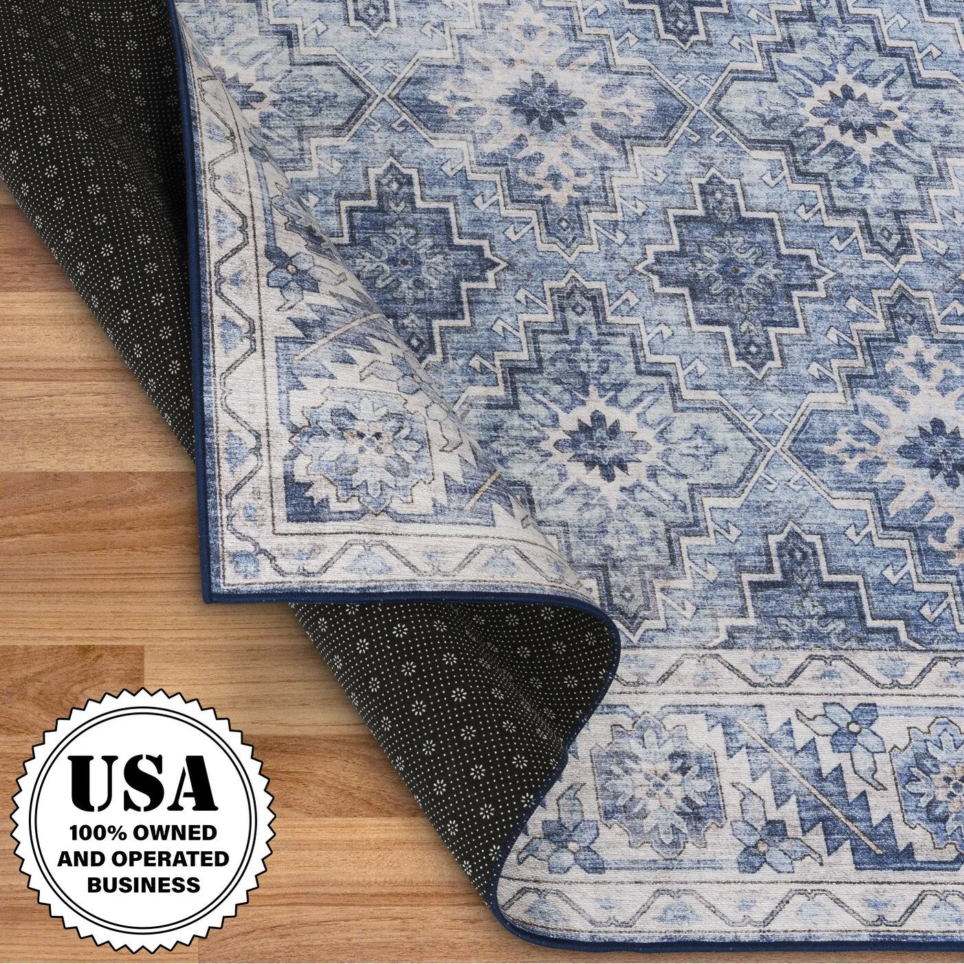 FH Home Machine Washable Area Rug - Stain Resistant Non-Shed Eco-Friendly