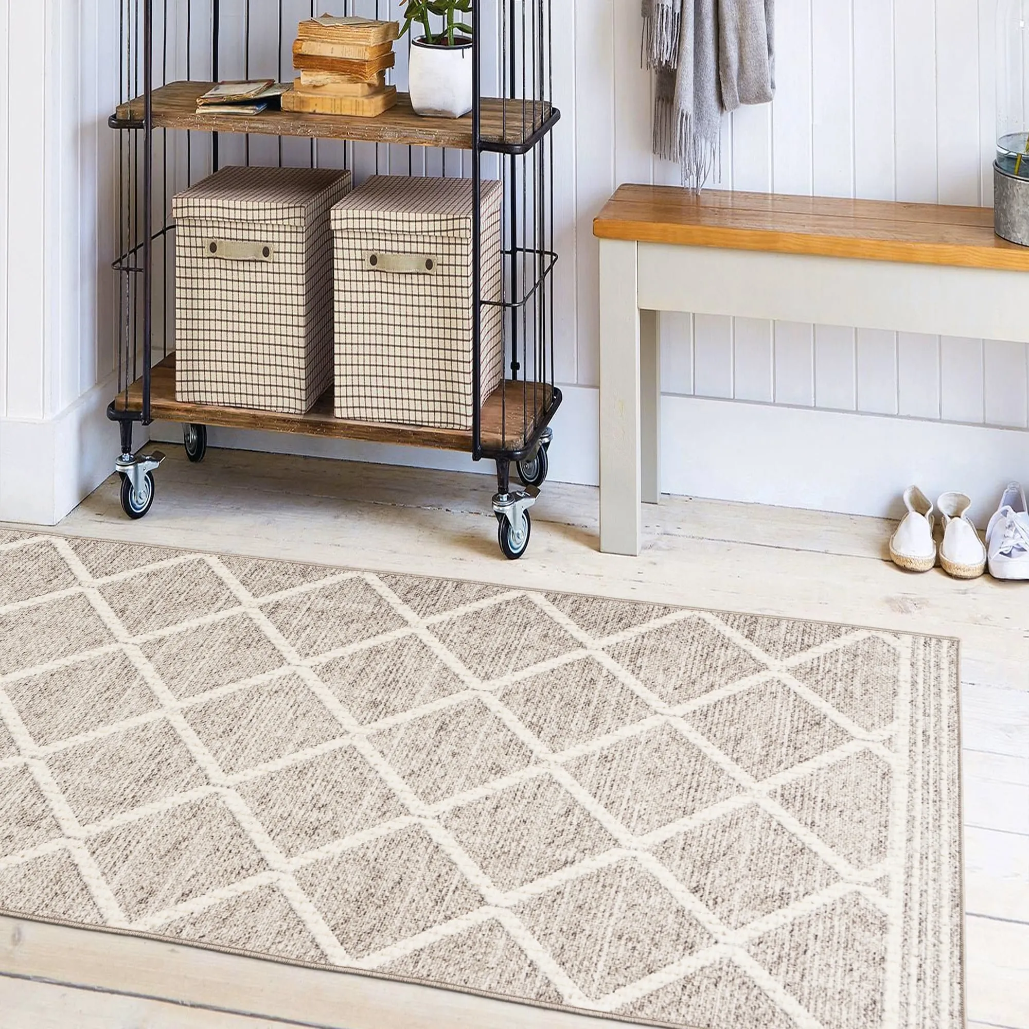 FH Home Machine Washable Area Rug - Stain Resistant Non-Shed Eco-Friendly