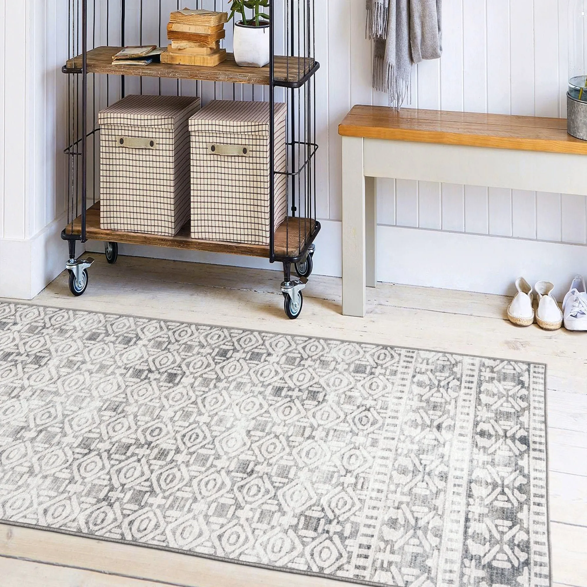 FH Home Machine Washable Area Rug - Stain Resistant Non-Shed Eco-Friendly