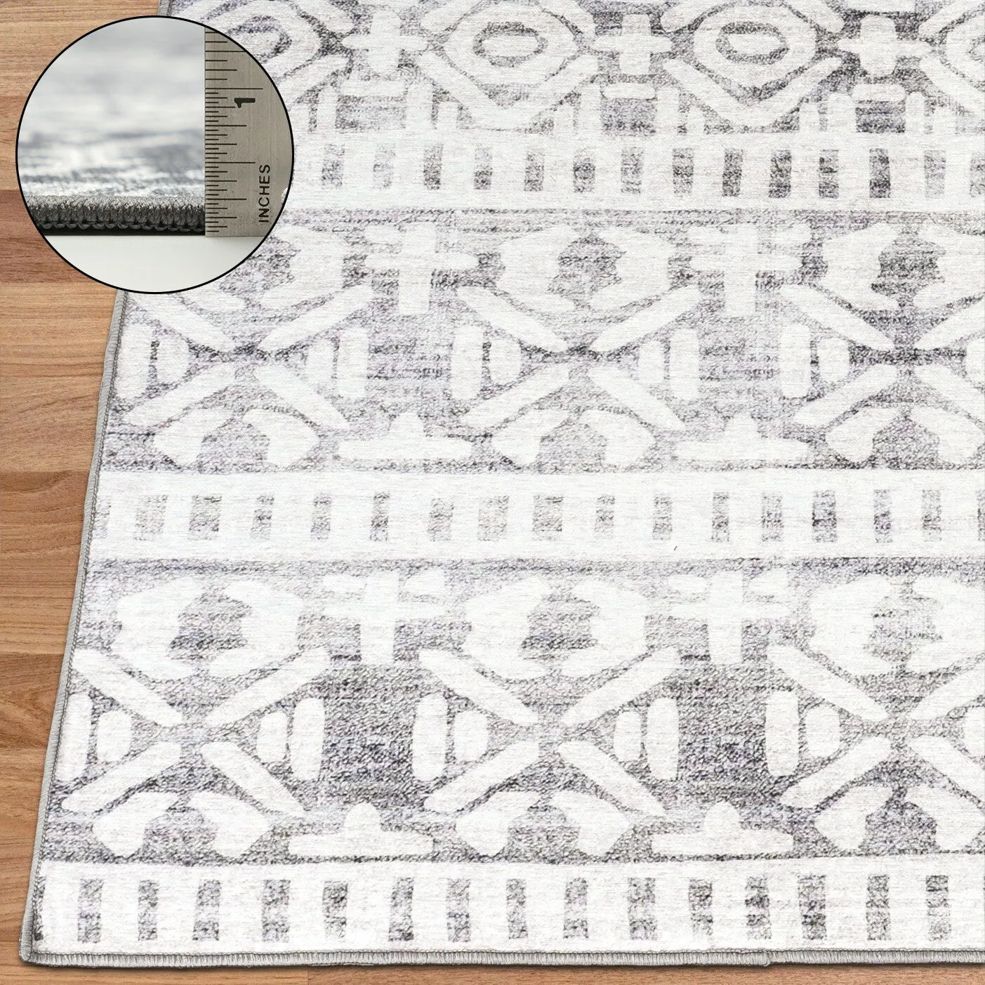 FH Home Machine Washable Area Rug - Stain Resistant Non-Shed Eco-Friendly