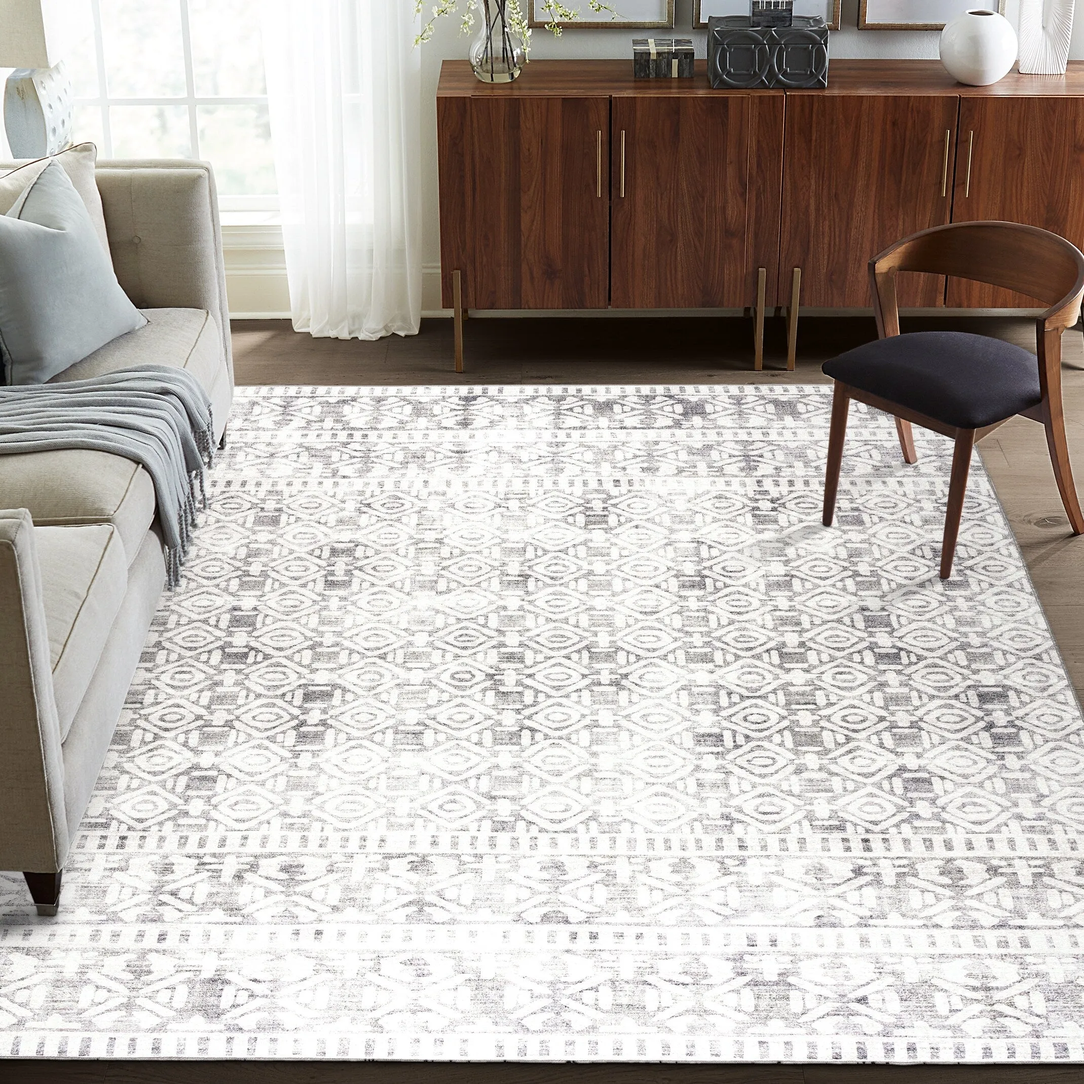 FH Home Machine Washable Area Rug - Stain Resistant Non-Shed Eco-Friendly