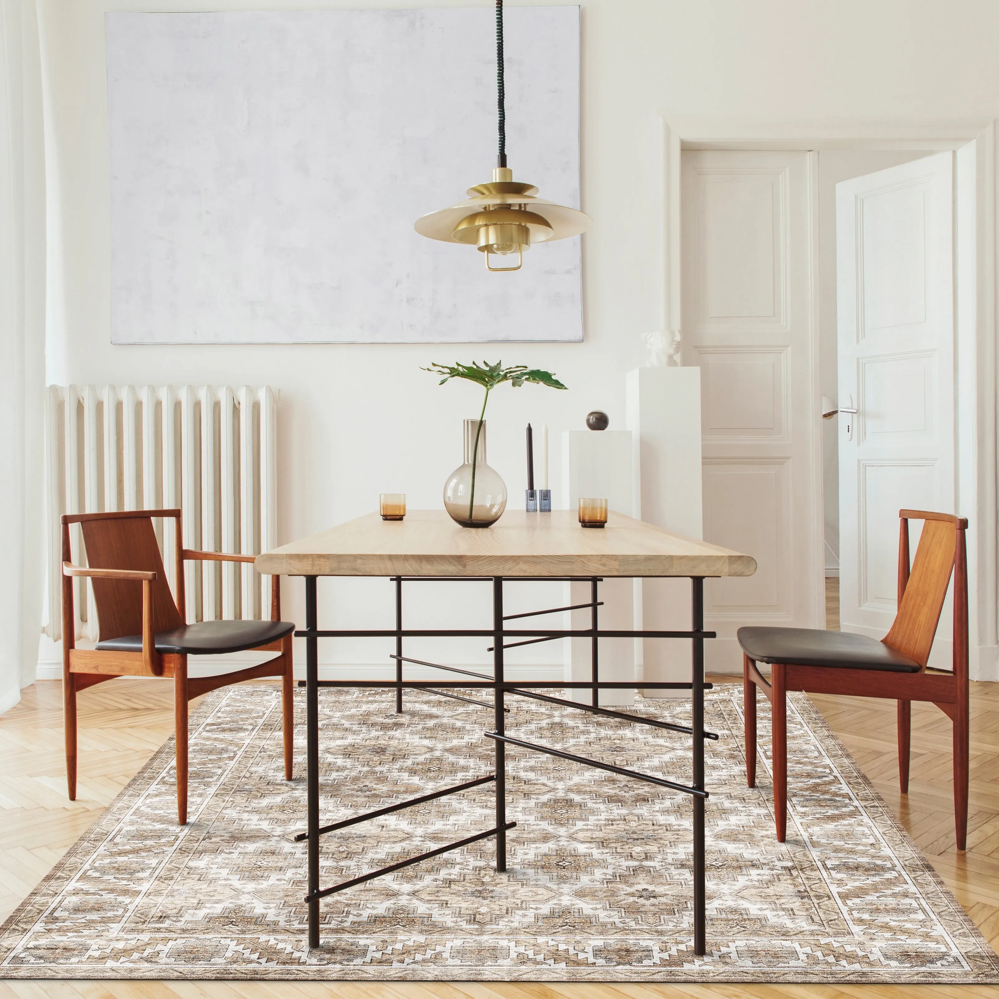 FH Home Machine Washable Area Rug - Stain Resistant Non-Shed Eco-Friendly