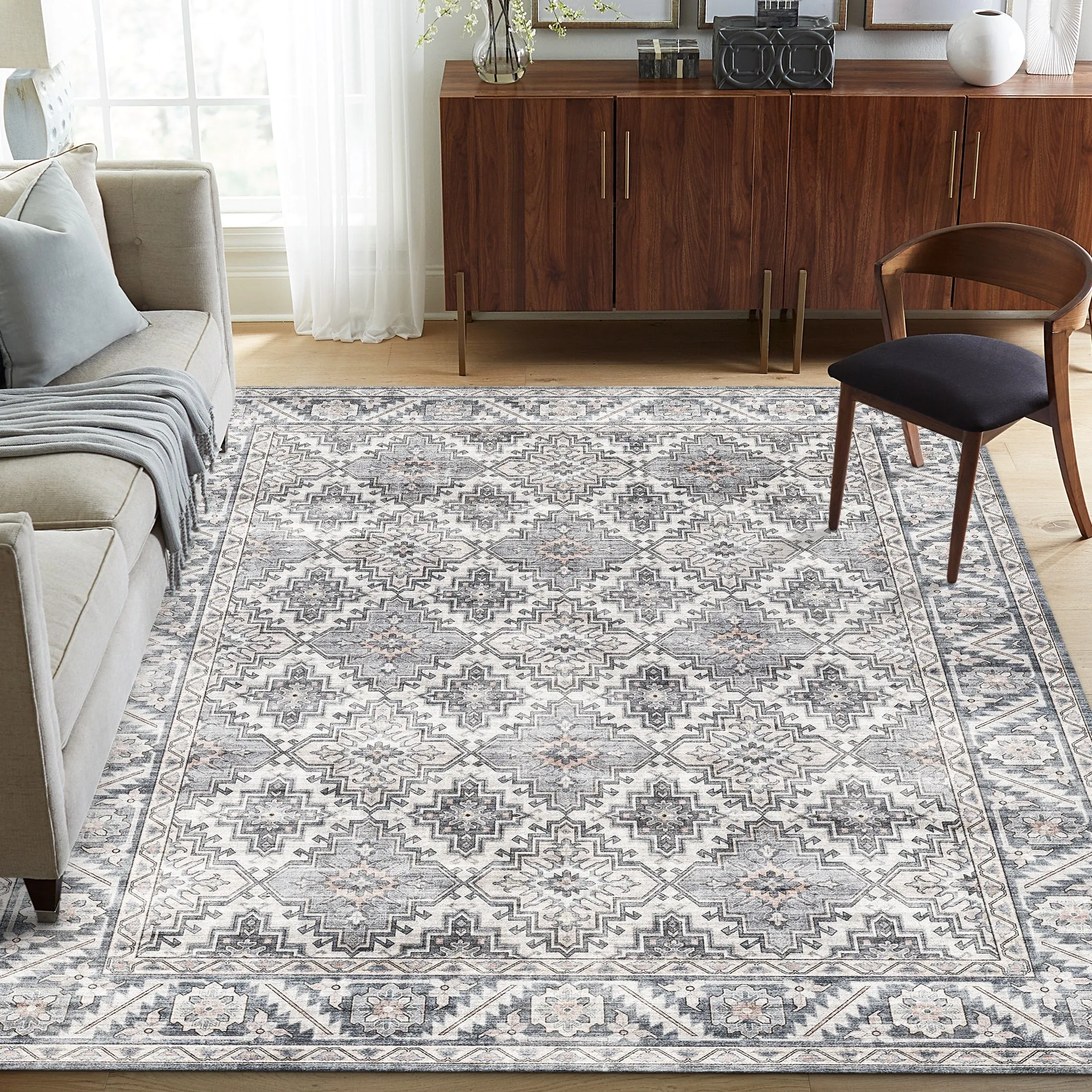 FH Home Machine Washable Area Rug - Stain Resistant Non-Shed Eco-Friendly