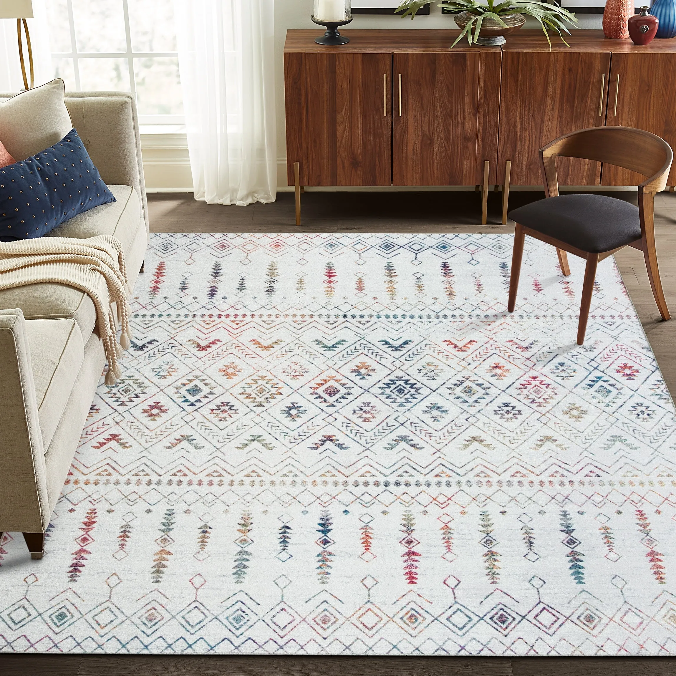 FH Home Machine Washable Area Rug - Stain Resistant Non-Shed Eco-Friendly