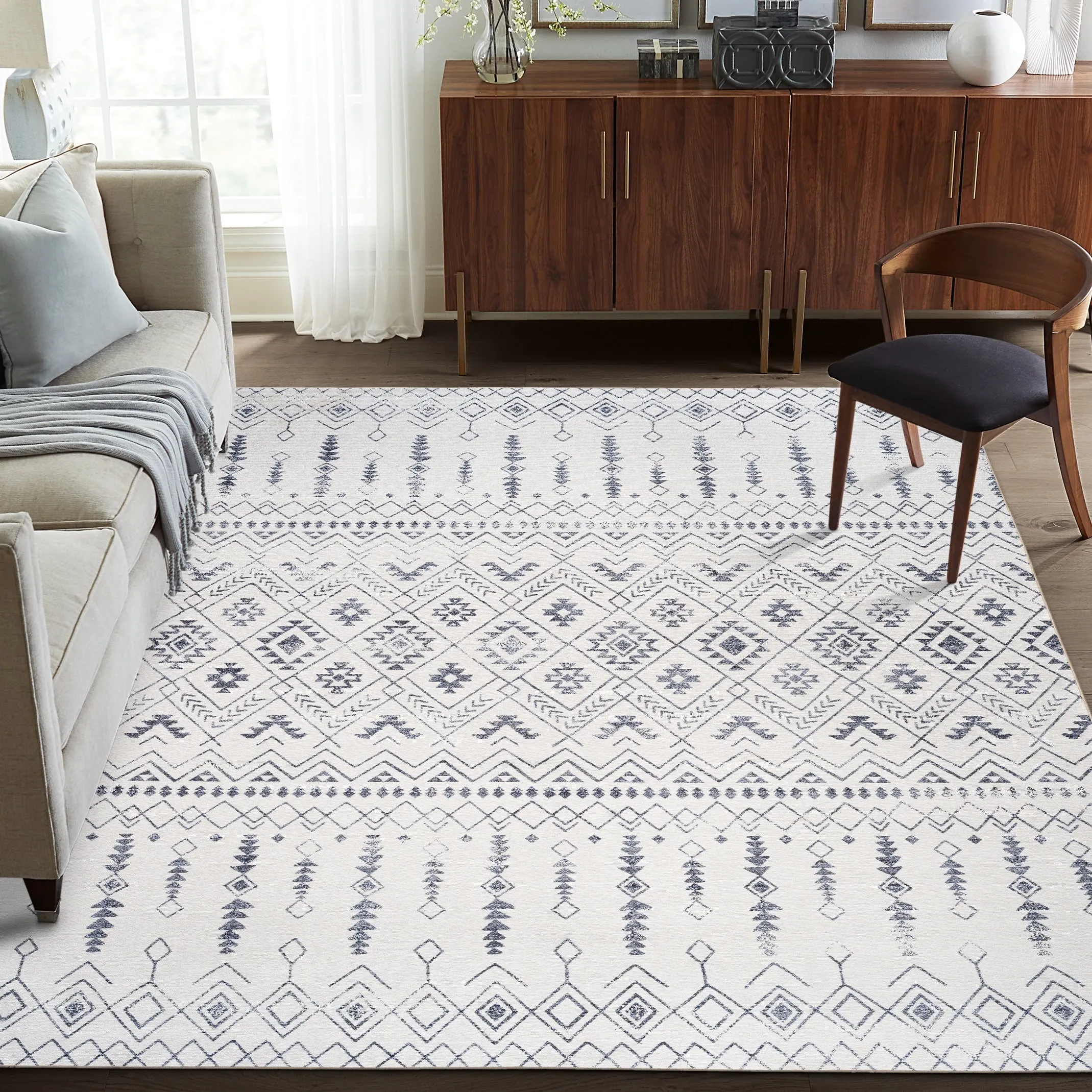 FH Home Machine Washable Area Rug - Stain Resistant Non-Shed Eco-Friendly