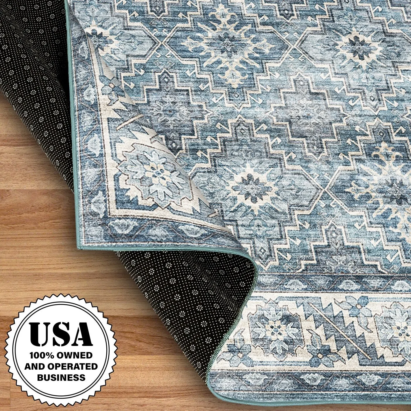 FH Home Machine Washable Area Rug - Stain Resistant Non-Shed Eco-Friendly