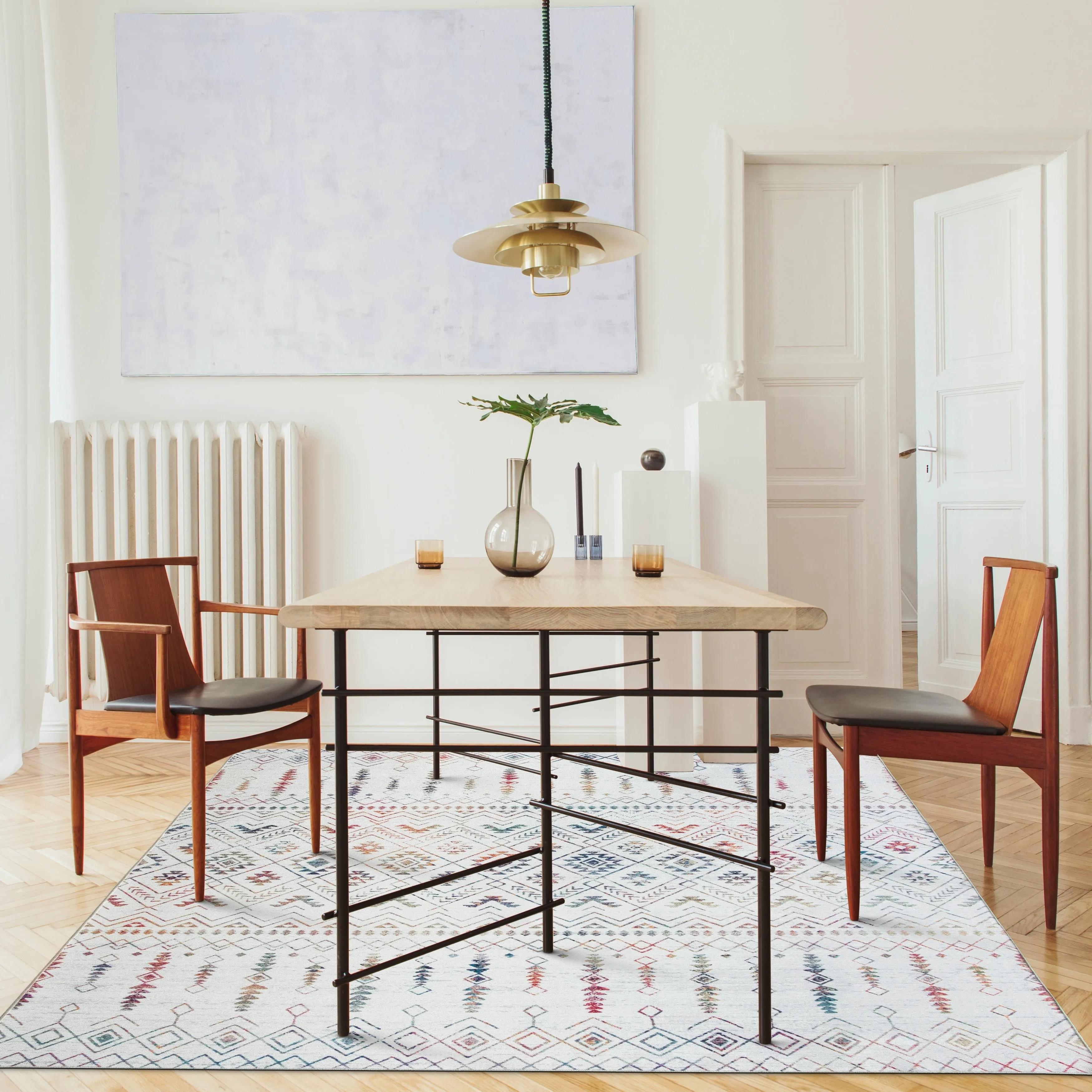 FH Home Machine Washable Area Rug - Stain Resistant Non-Shed Eco-Friendly
