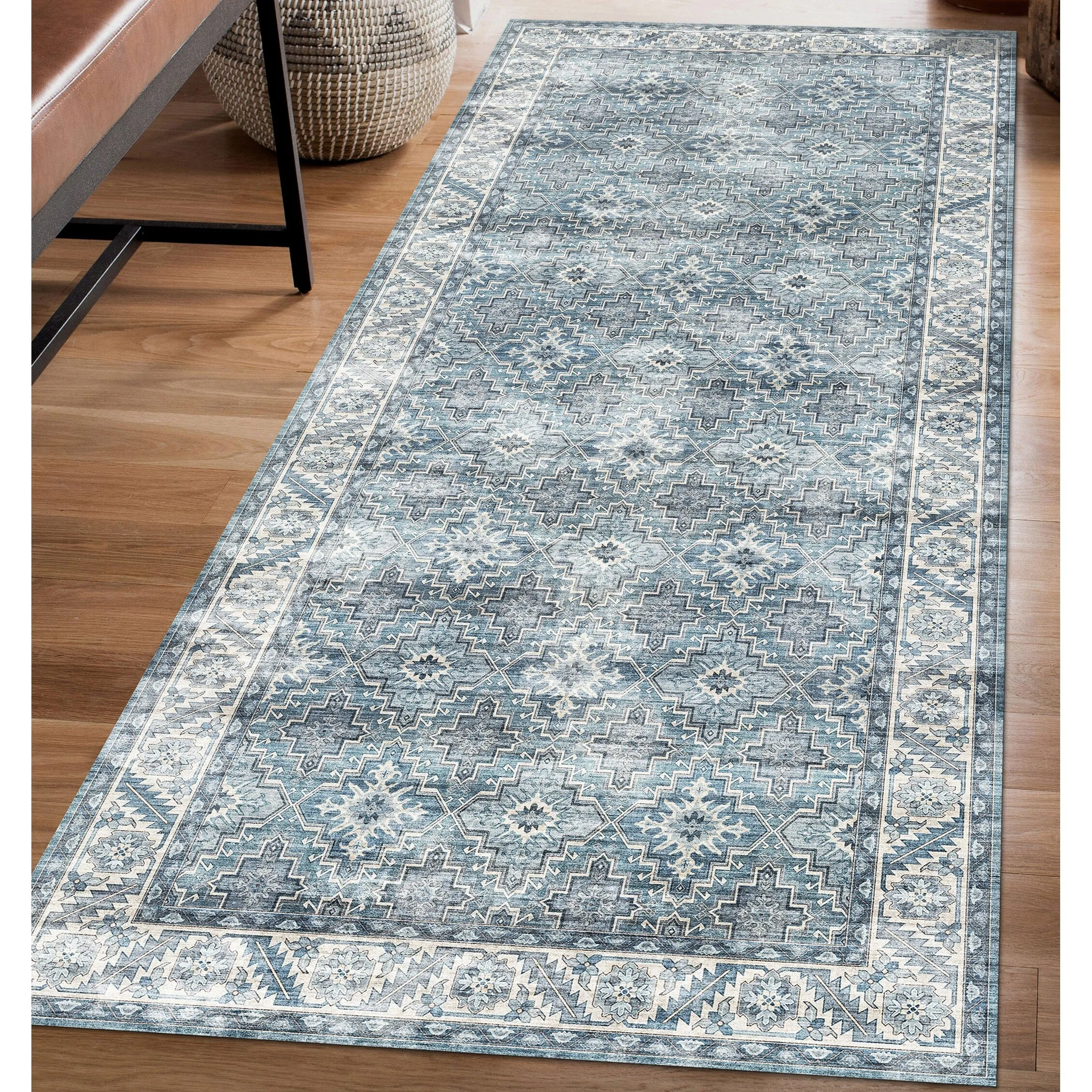 FH Home Machine Washable Area Rug - Stain Resistant Non-Shed Eco-Friendly