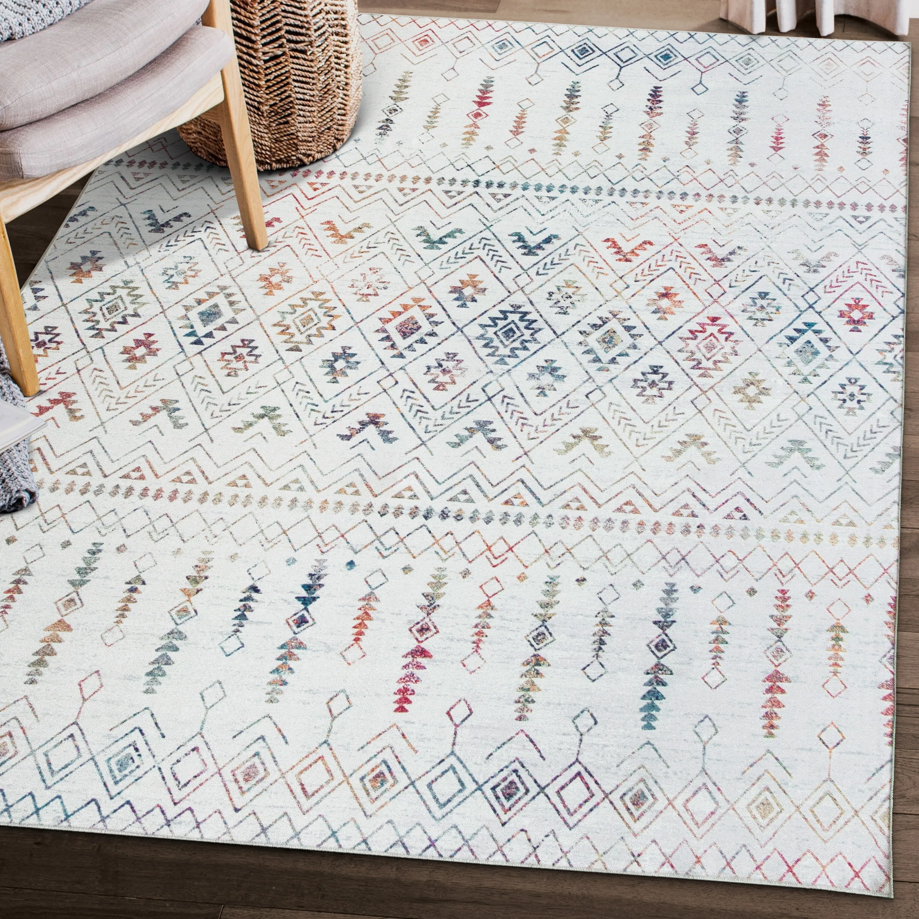 FH Home Machine Washable Area Rug - Stain Resistant Non-Shed Eco-Friendly