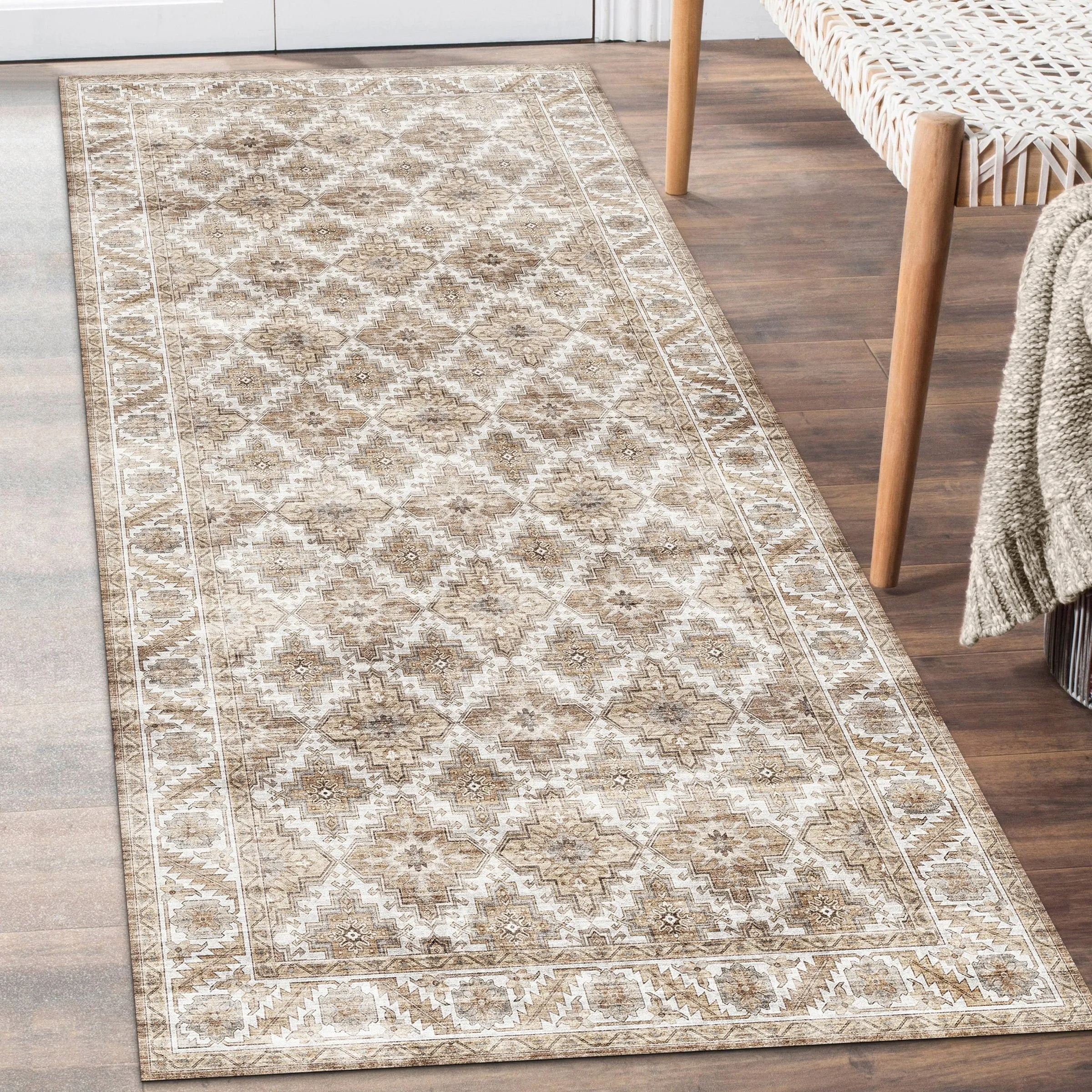 FH Home Machine Washable Area Rug - Stain Resistant Non-Shed Eco-Friendly