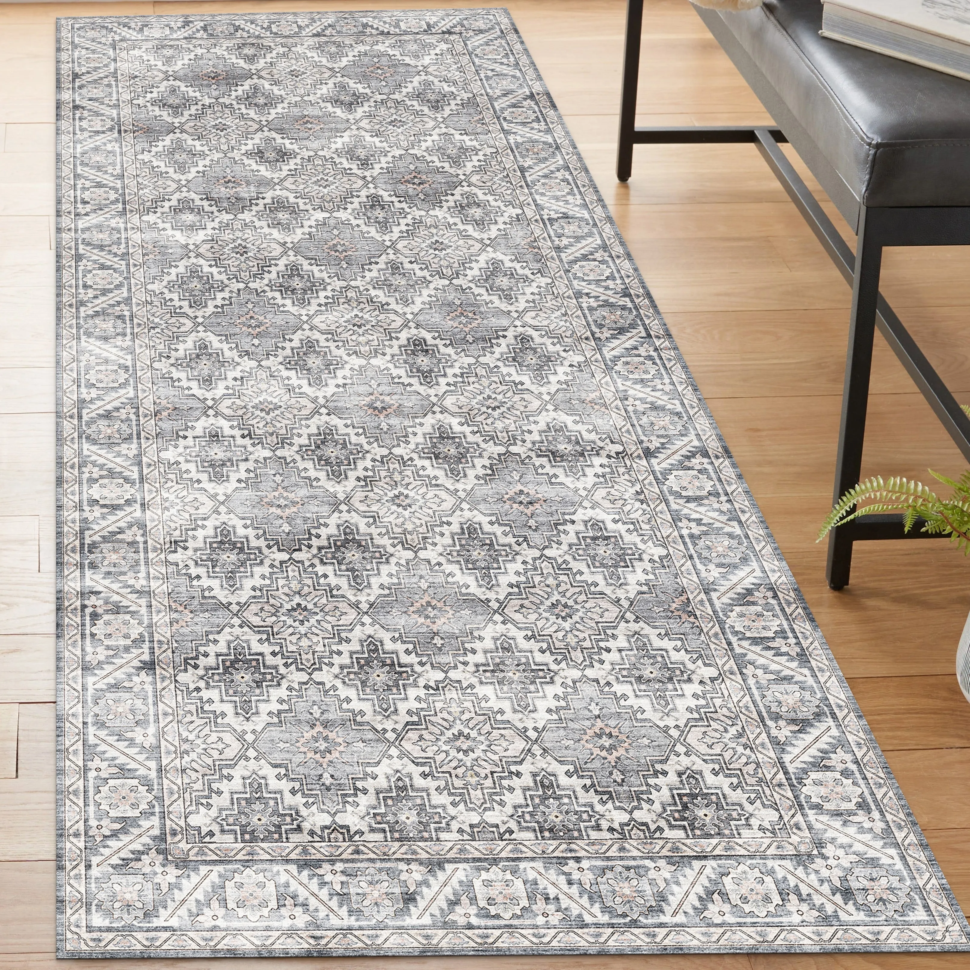 FH Home Machine Washable Area Rug - Stain Resistant Non-Shed Eco-Friendly