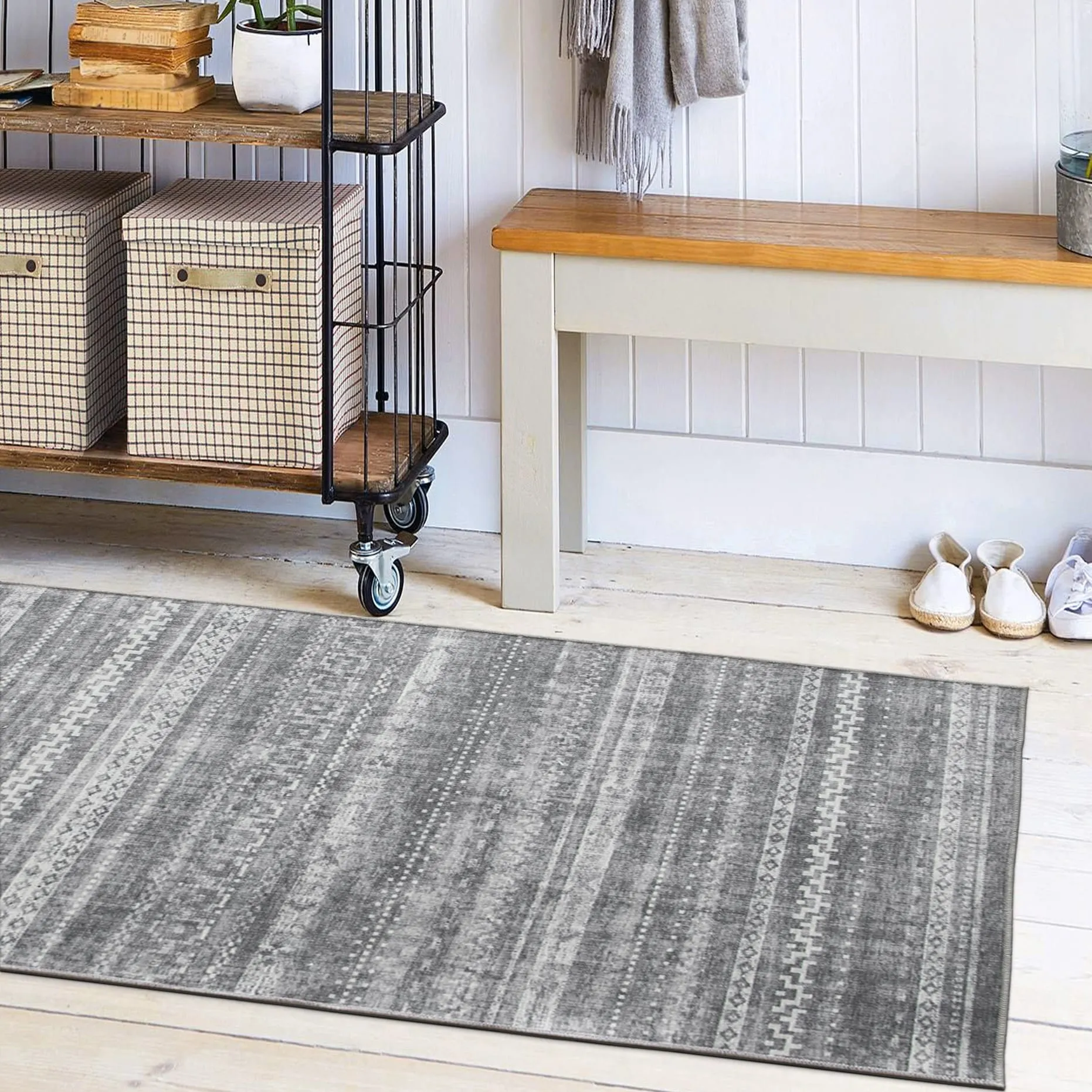 FH Home Machine Washable Area Rug - Stain Resistant Non-Shed Eco-Friendly