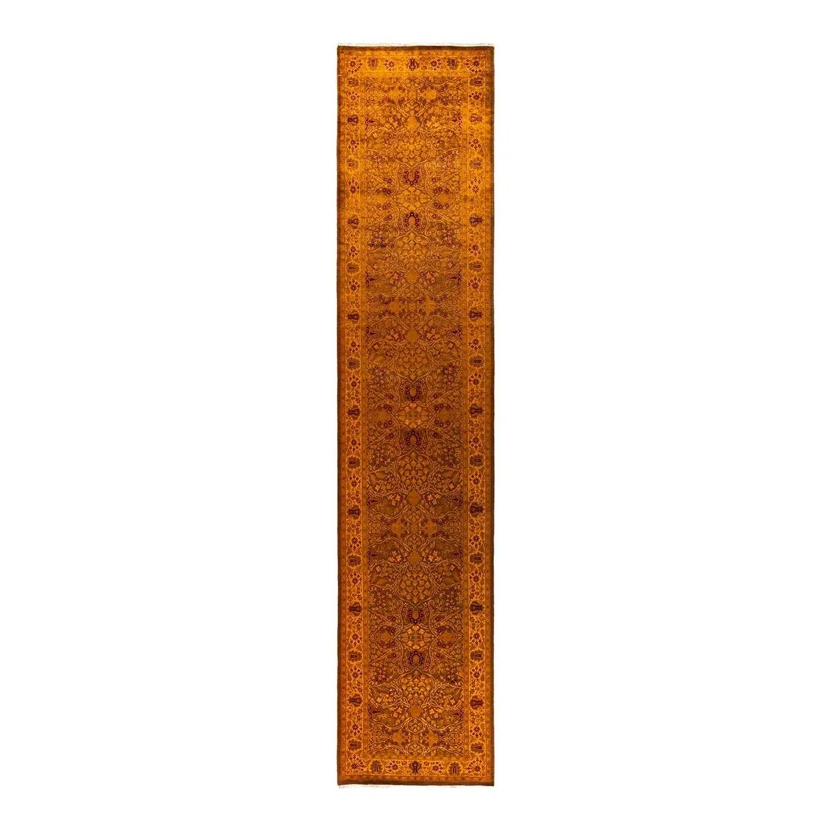 Fine Vibrance. One-of-a-Kind Hand-Knotted Runner Rug - Brown. 3' 1 x 14' 9 - 3' 1 x 14' 9