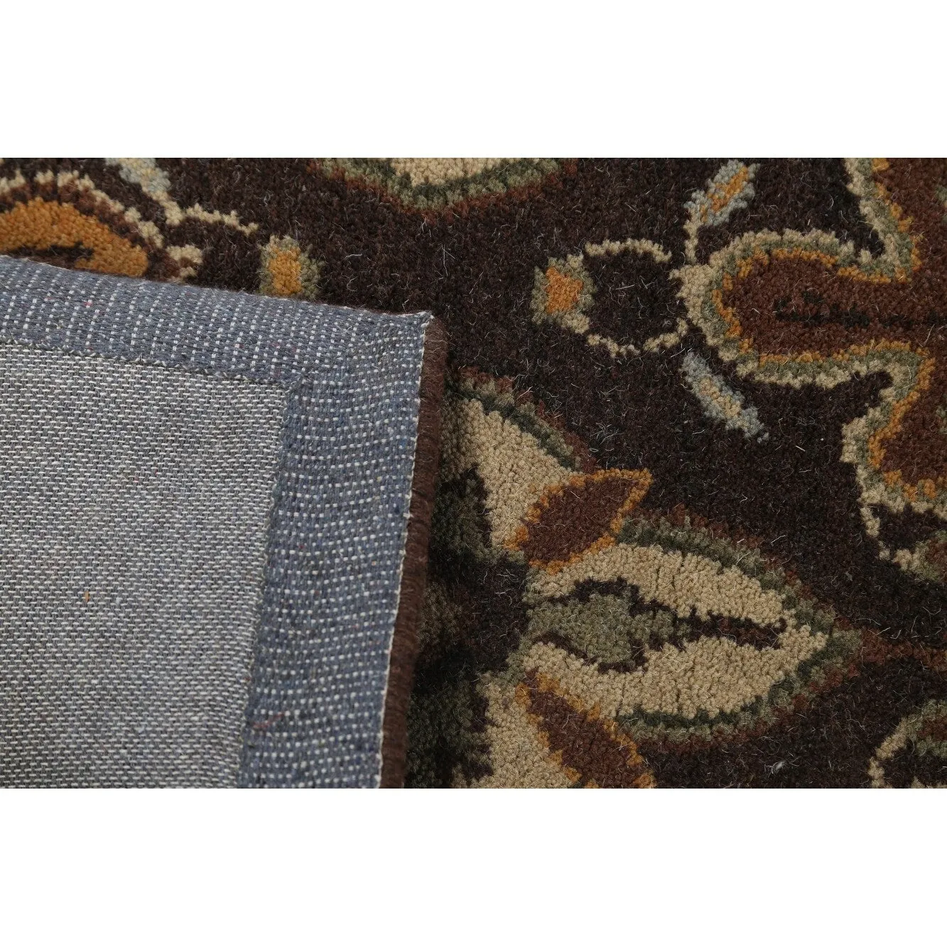Floral Brown Traditional Oriental Runner Rug Hand-tufted Wool Carpet - 2'7 x 19'3