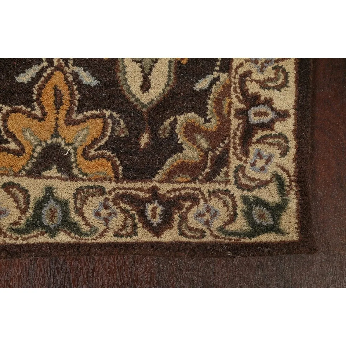 Floral Brown Traditional Oriental Runner Rug Hand-tufted Wool Carpet - 2'7 x 19'3