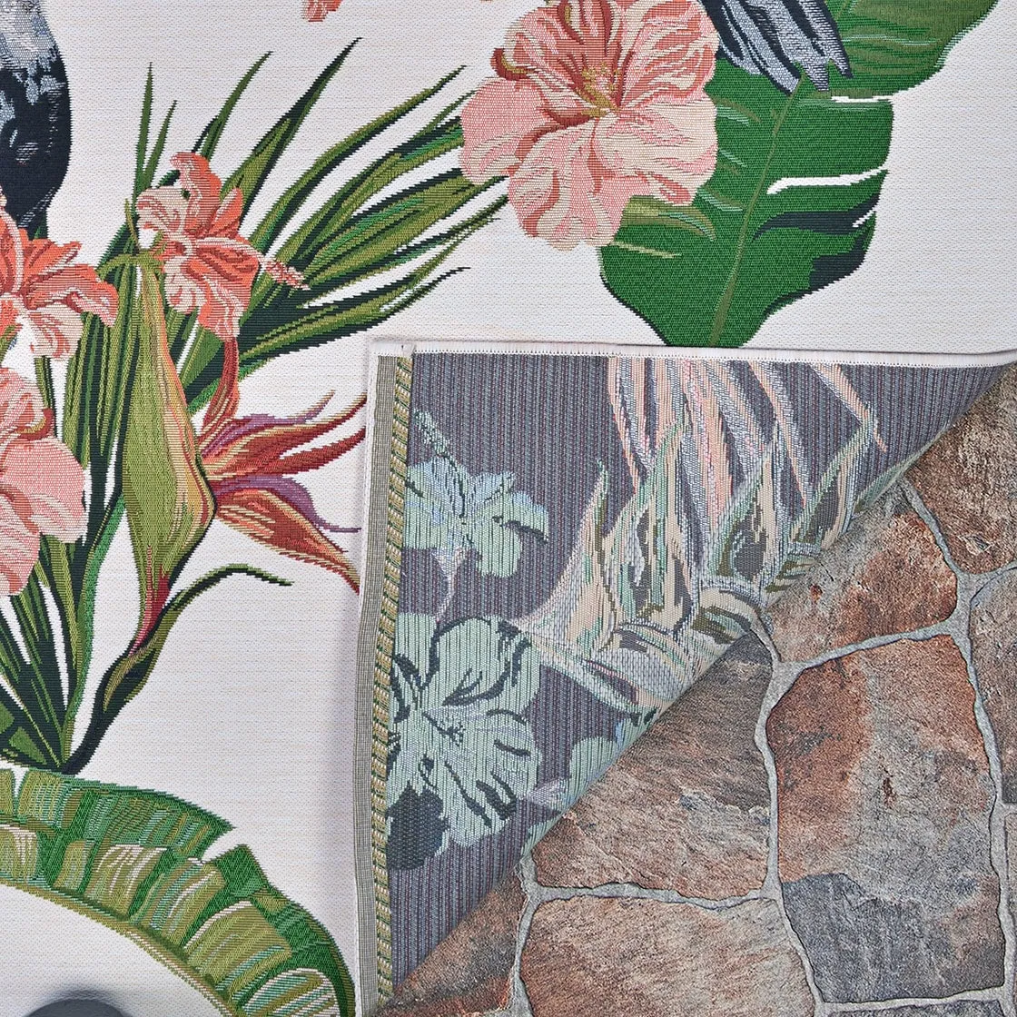 Gelato Toucans Green- Ivory Indoor/ Outdoor Area Rug