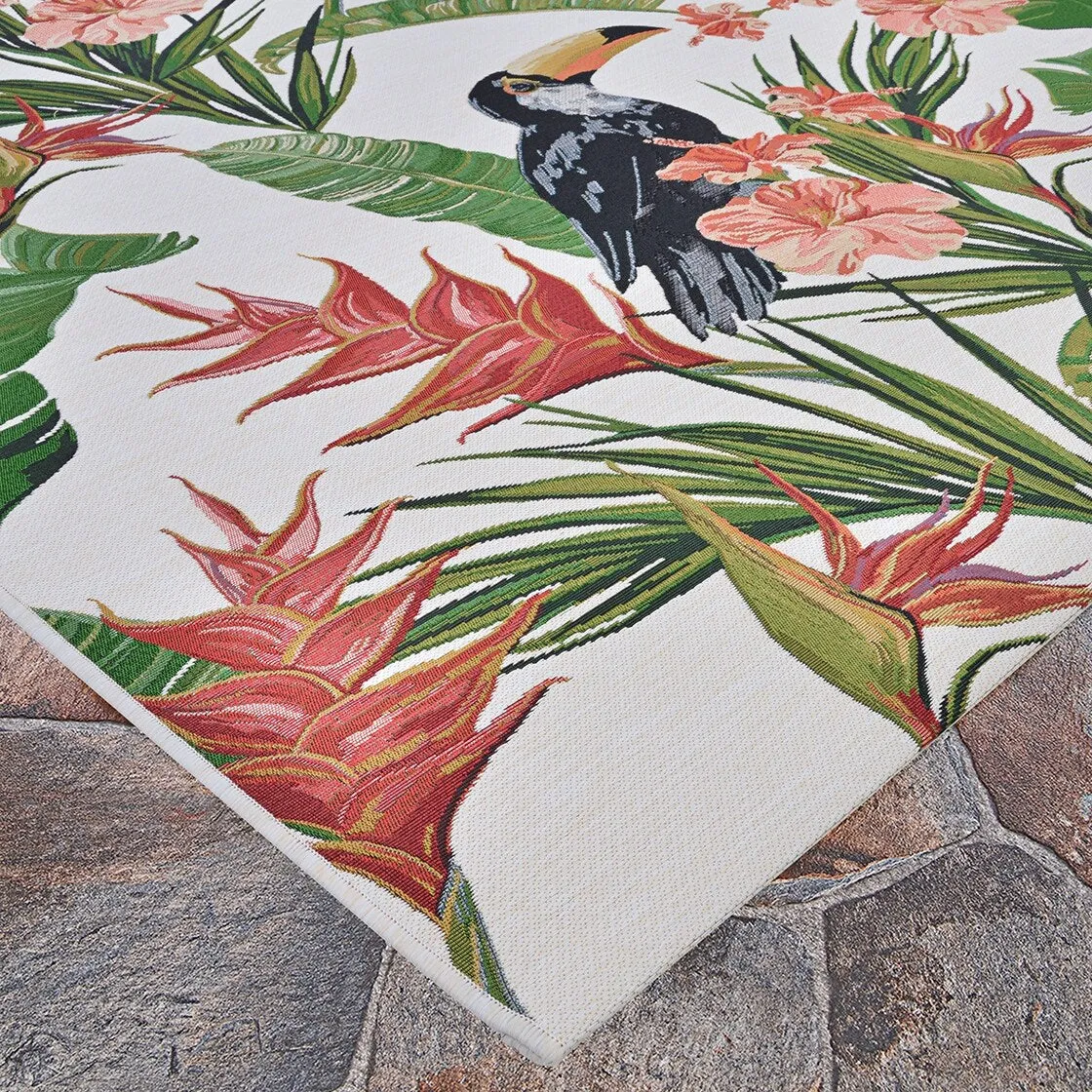 Gelato Toucans Green- Ivory Indoor/ Outdoor Area Rug