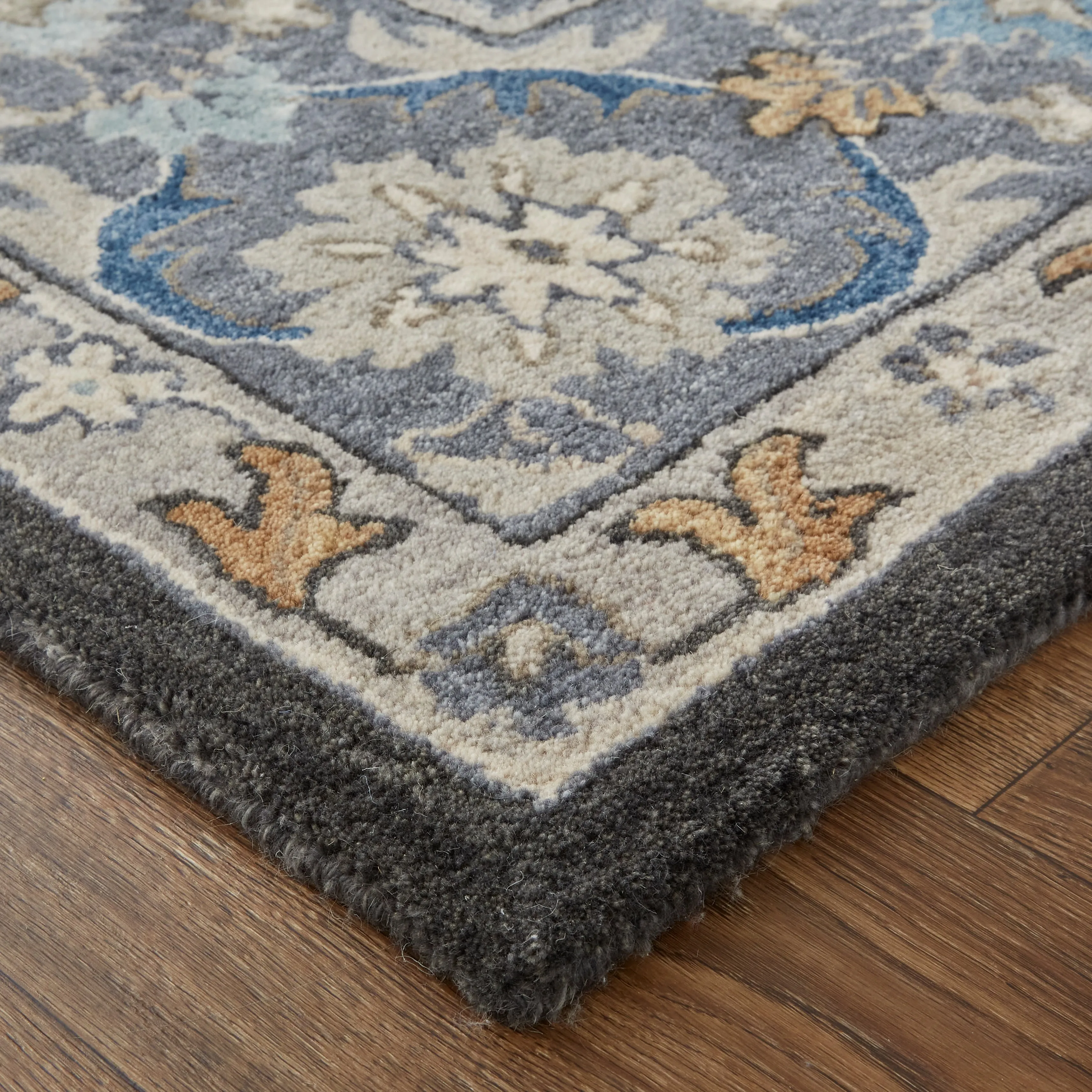 Geometric Floral Charcoal Transitional Persian Area Rug