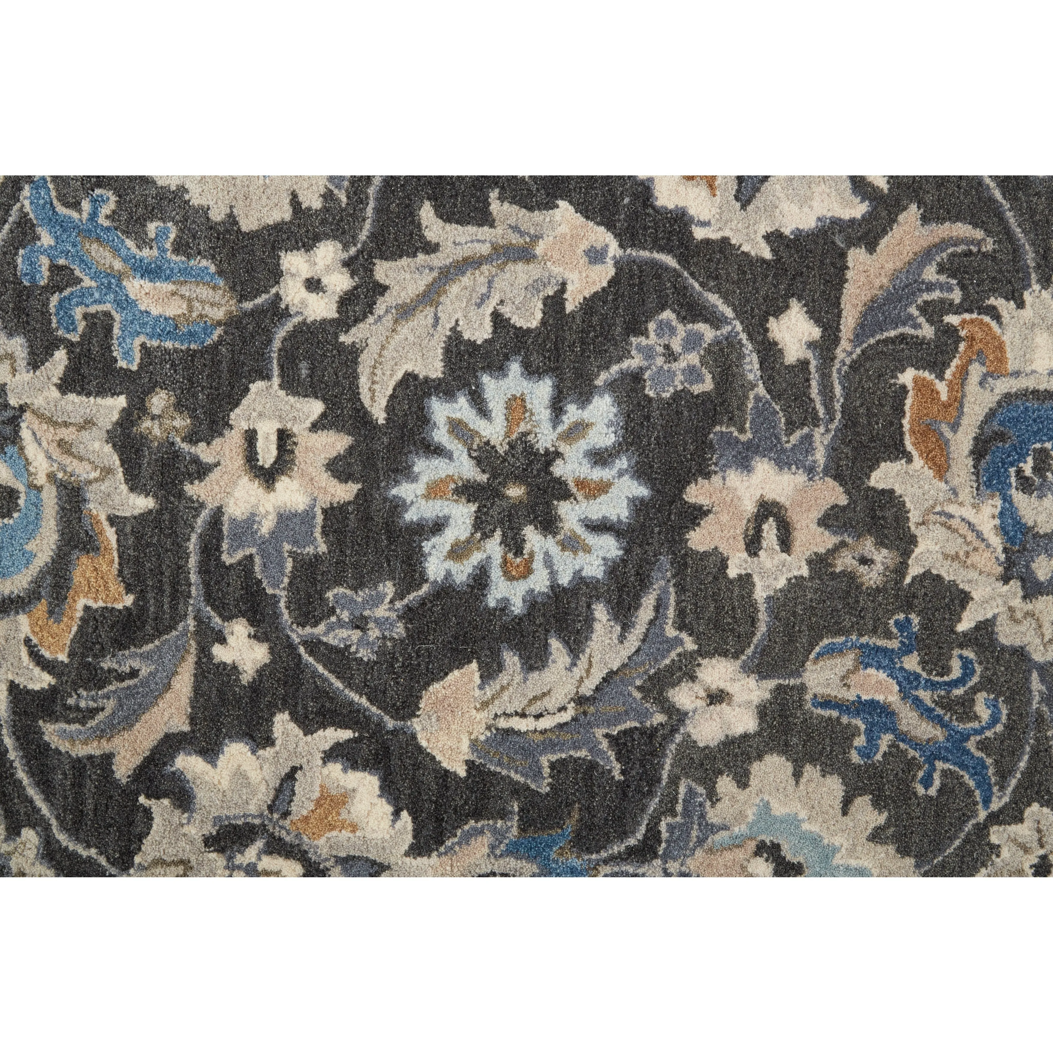 Geometric Floral Charcoal Transitional Persian Area Rug