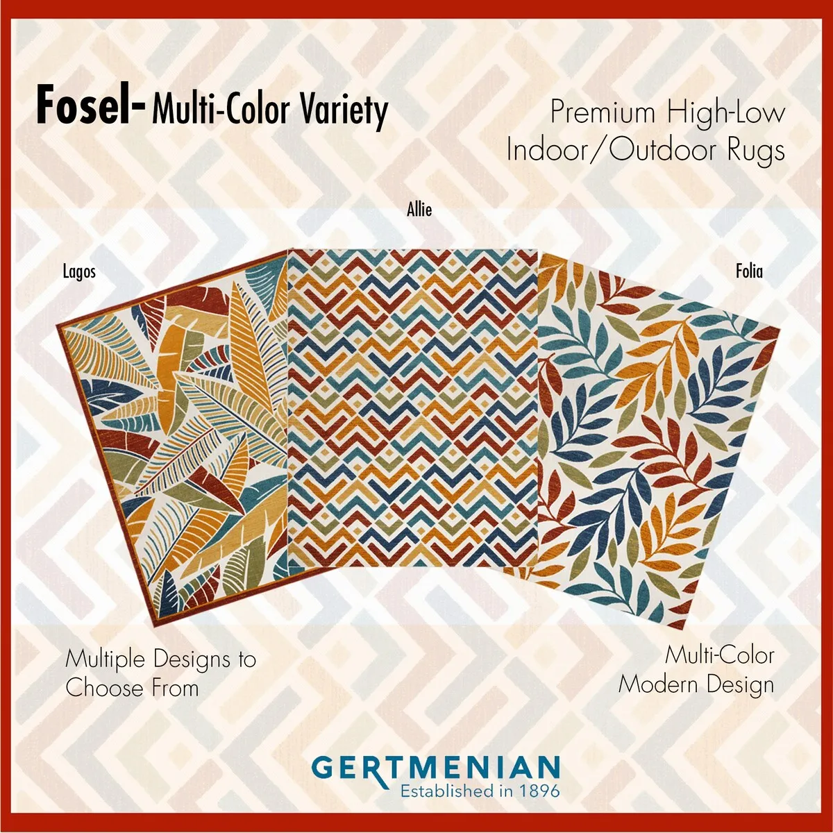 Gertmenian Fosel Folia Multi-Colored Modern Tropical Leaf Indoor/ Outdoor High-Low Area Rug